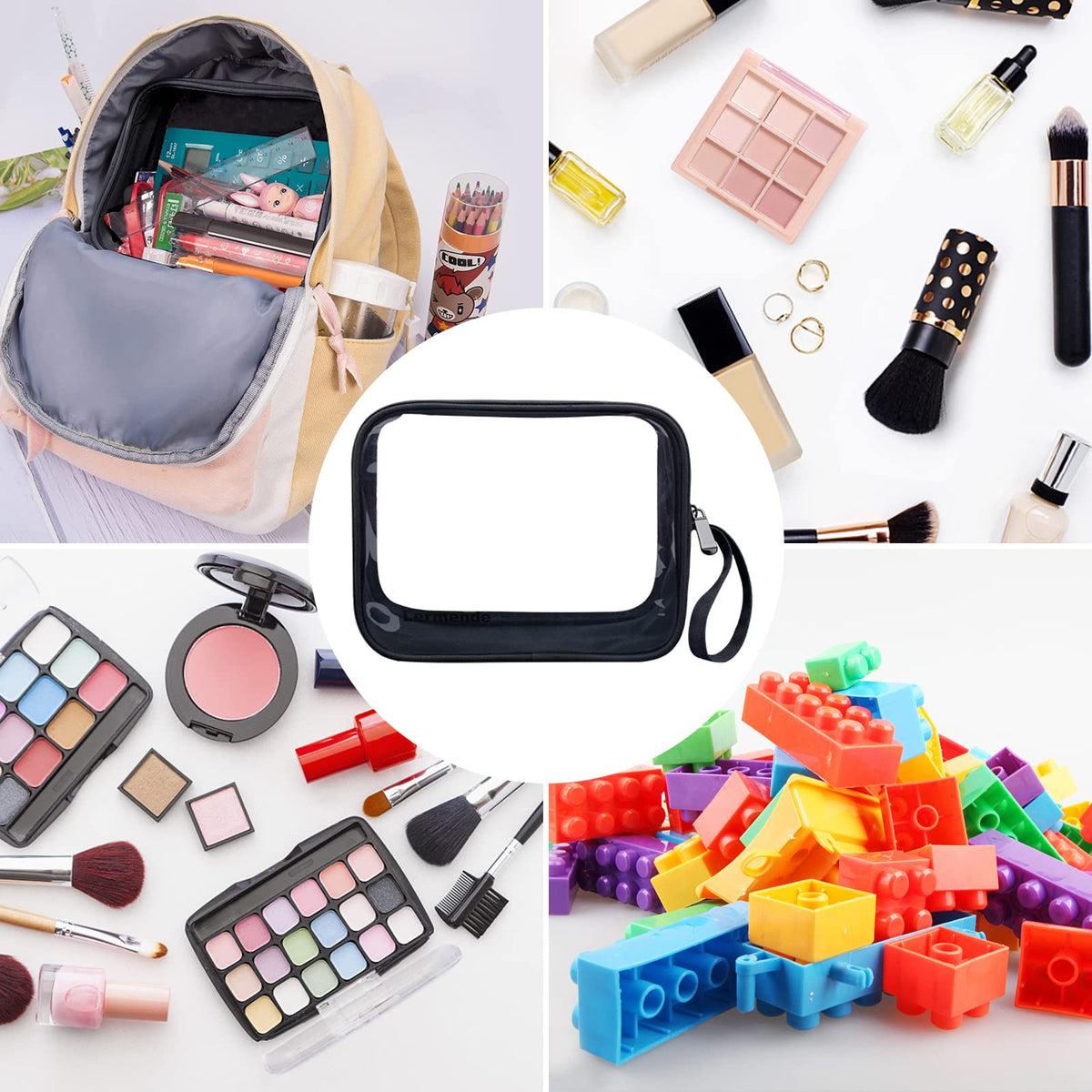 Lermende Toiletry Bag 2 Pack,Big Capacity Marker Bag For Kids Girl,Clear Pencil Pouch Marker Case