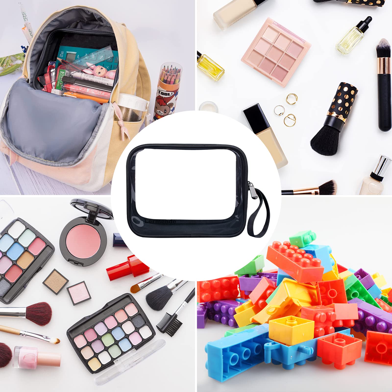 Lermende Toiletry Bag 2 Pack,Big Capacity Marker Bag For Kids Girl,Clear Pencil Pouch Marker Case