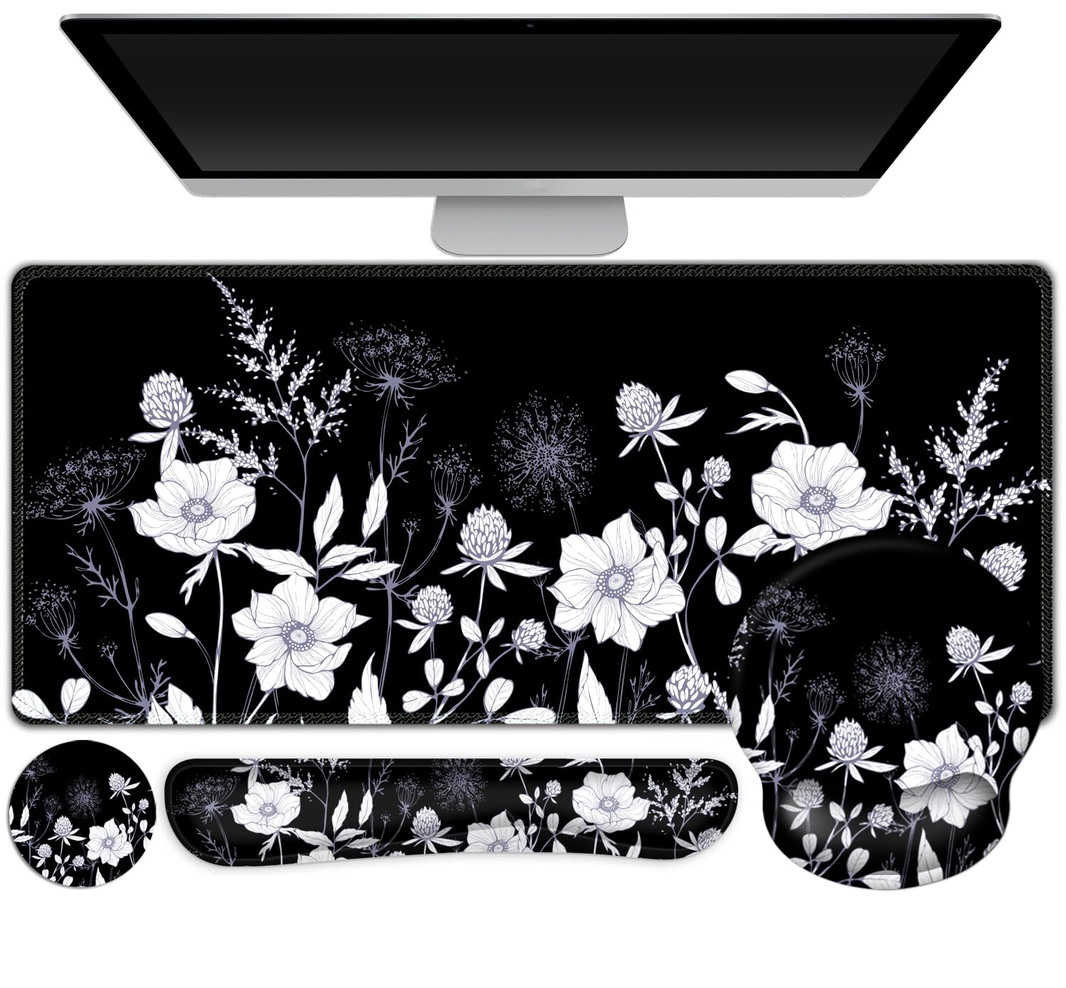 Gaming Mouse Pad, Large Desk Mat, 4in1 XXL Mousepad Cute Desk Pad Protector