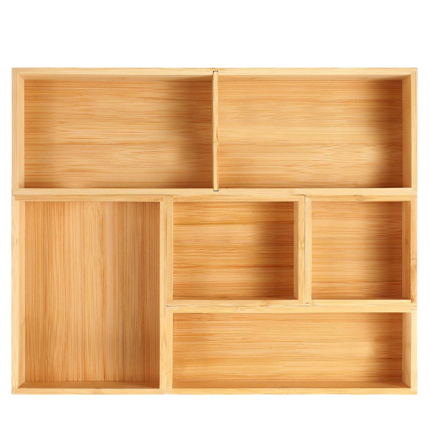 Fabsome Bathroom Drawer Organizer, Bamboo Box Bin for Junk Vanity Desk Makeup Drawer, Small Wooden