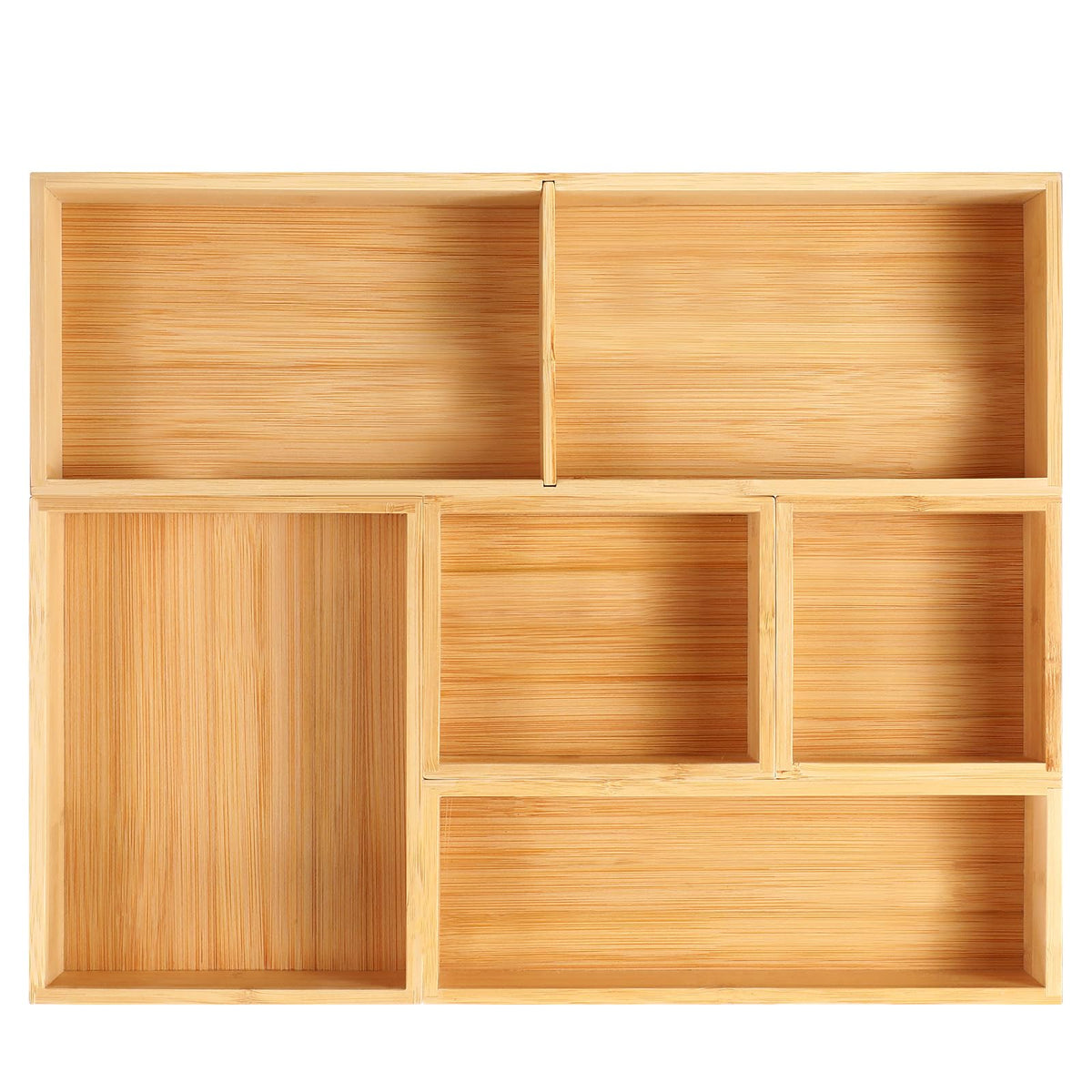 Fabsome Bathroom Drawer Organizer, Bamboo Box Bin for Junk Vanity Desk Makeup Drawer, Small Wooden