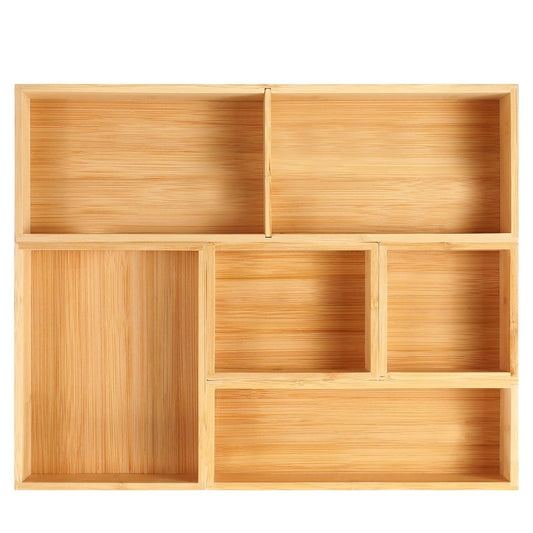 Fabsome Bathroom Drawer Organizer, Bamboo Box Bin for Junk Vanity Desk Makeup Drawer, Small Wooden