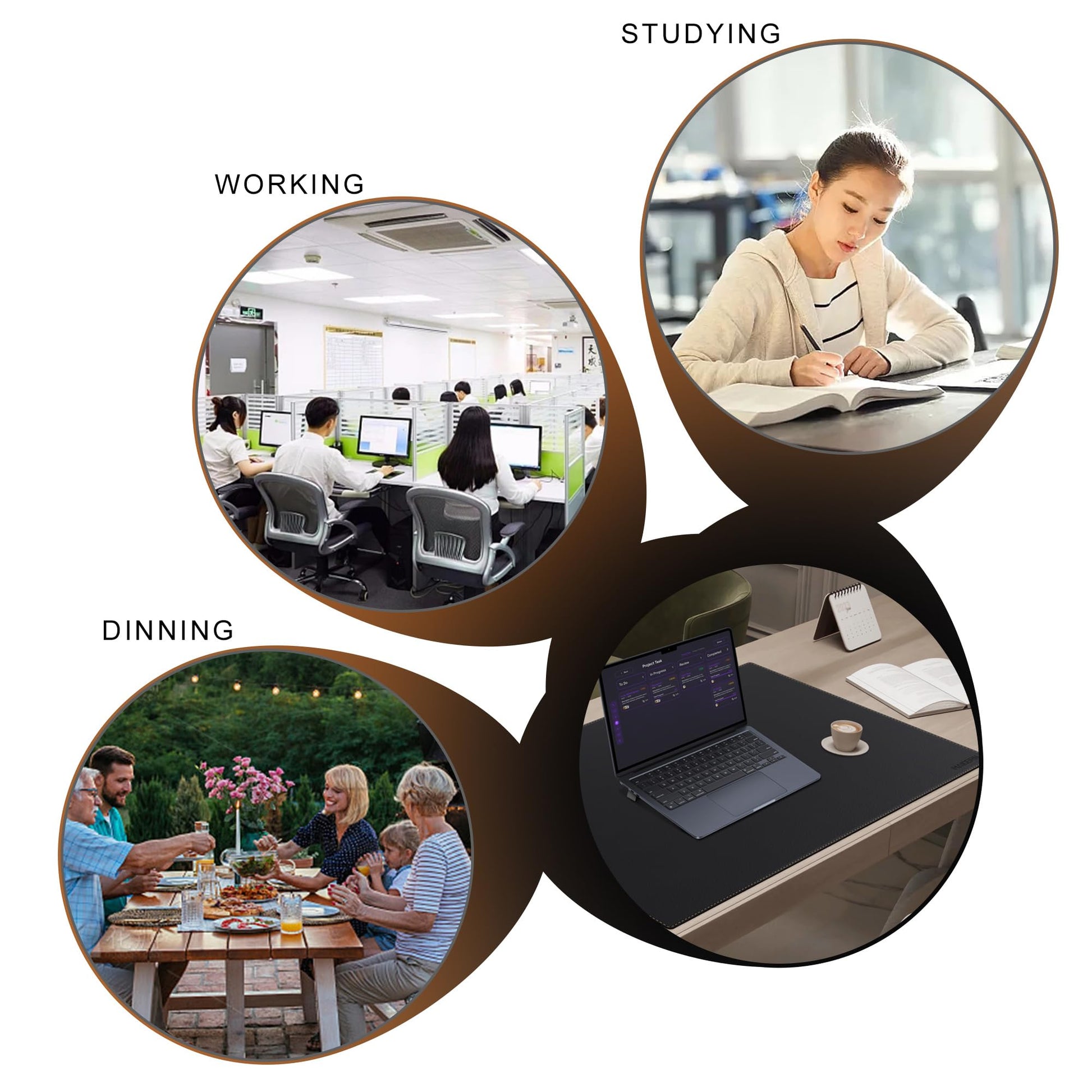 MAIDERN Cork & Leather Desk Mat, 31.5” x 24” Large Desk Pad (Black)