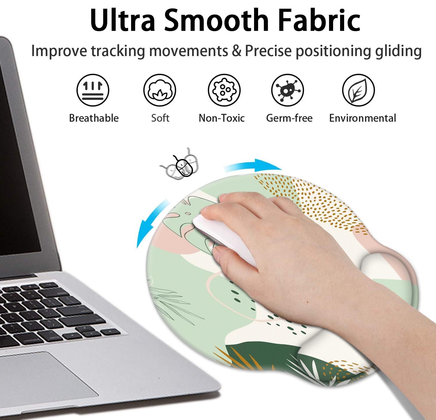 Britimes Ergonomic Mouse Pad Set with Wrist Rest, Boho Leaves