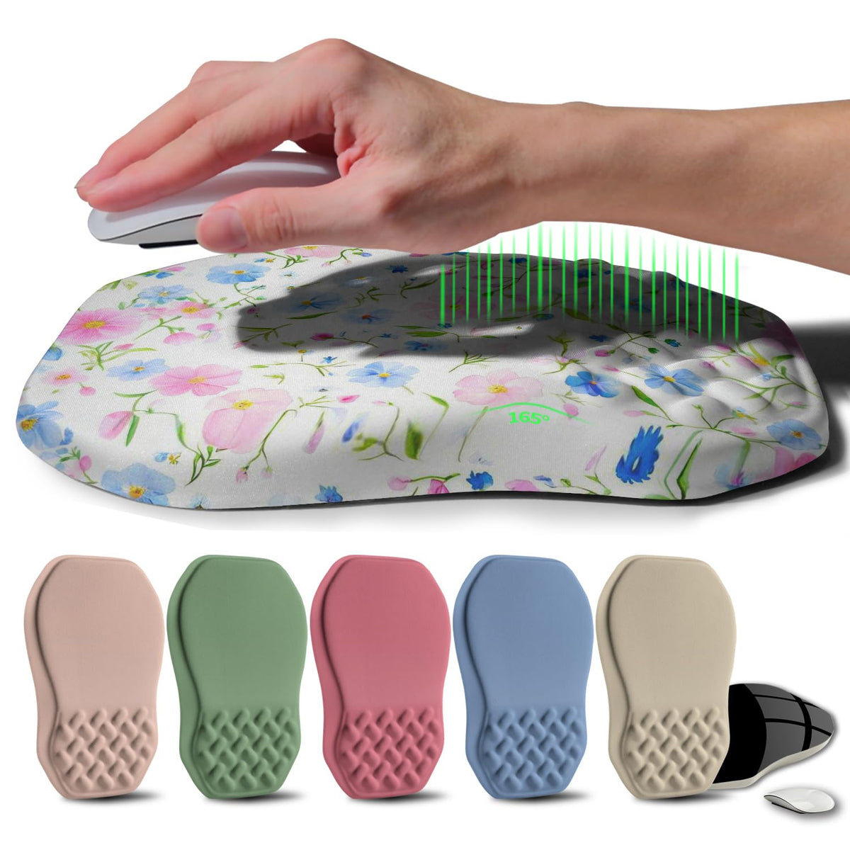 Gleamtide Ergonomic Raised Mouse Pad Wrist Support with Bilateral Slope Memory Foam Mousepad for