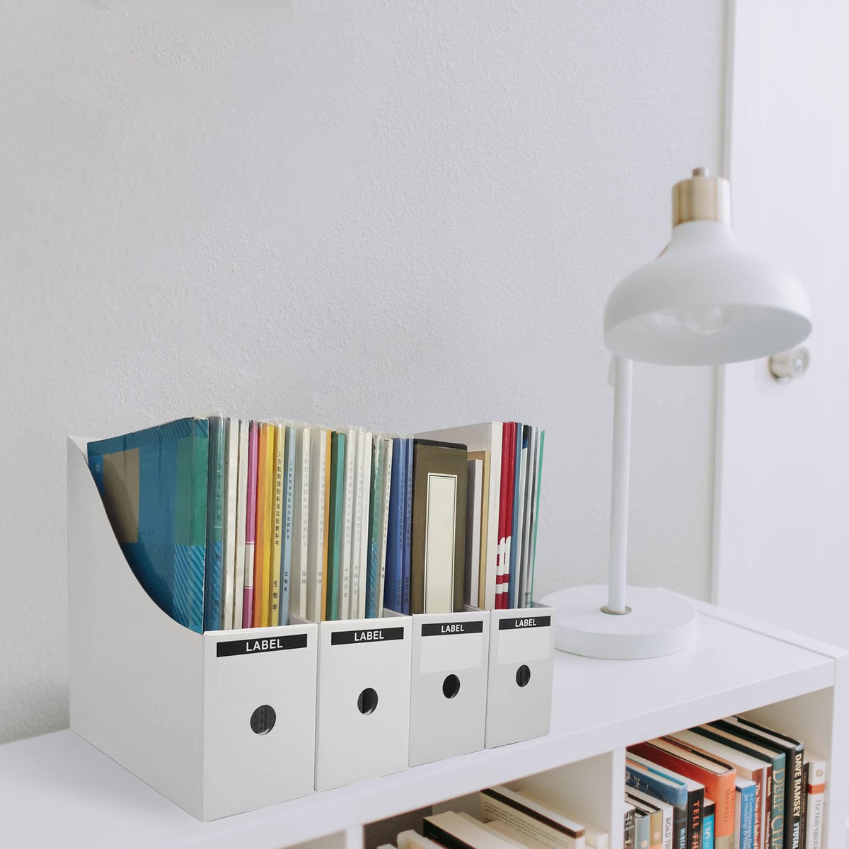 Limitliho 24 Pack White Cardboard Magazine Holder for Desk or Shelves
