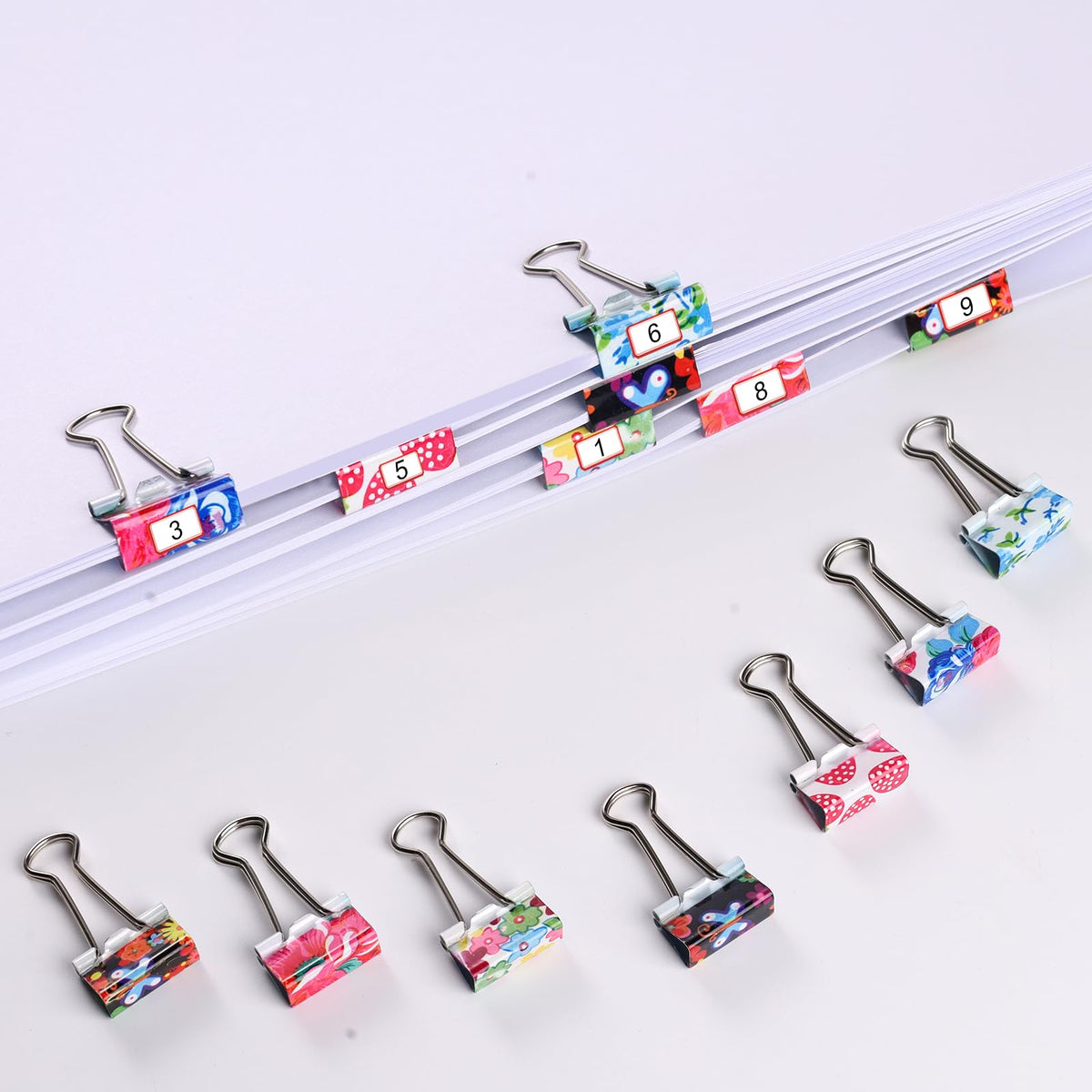 Ufmarine 60 Pcs Small Binder Clips3/4 Inch, Flower Cute Binder Clips for Office, Standard Size