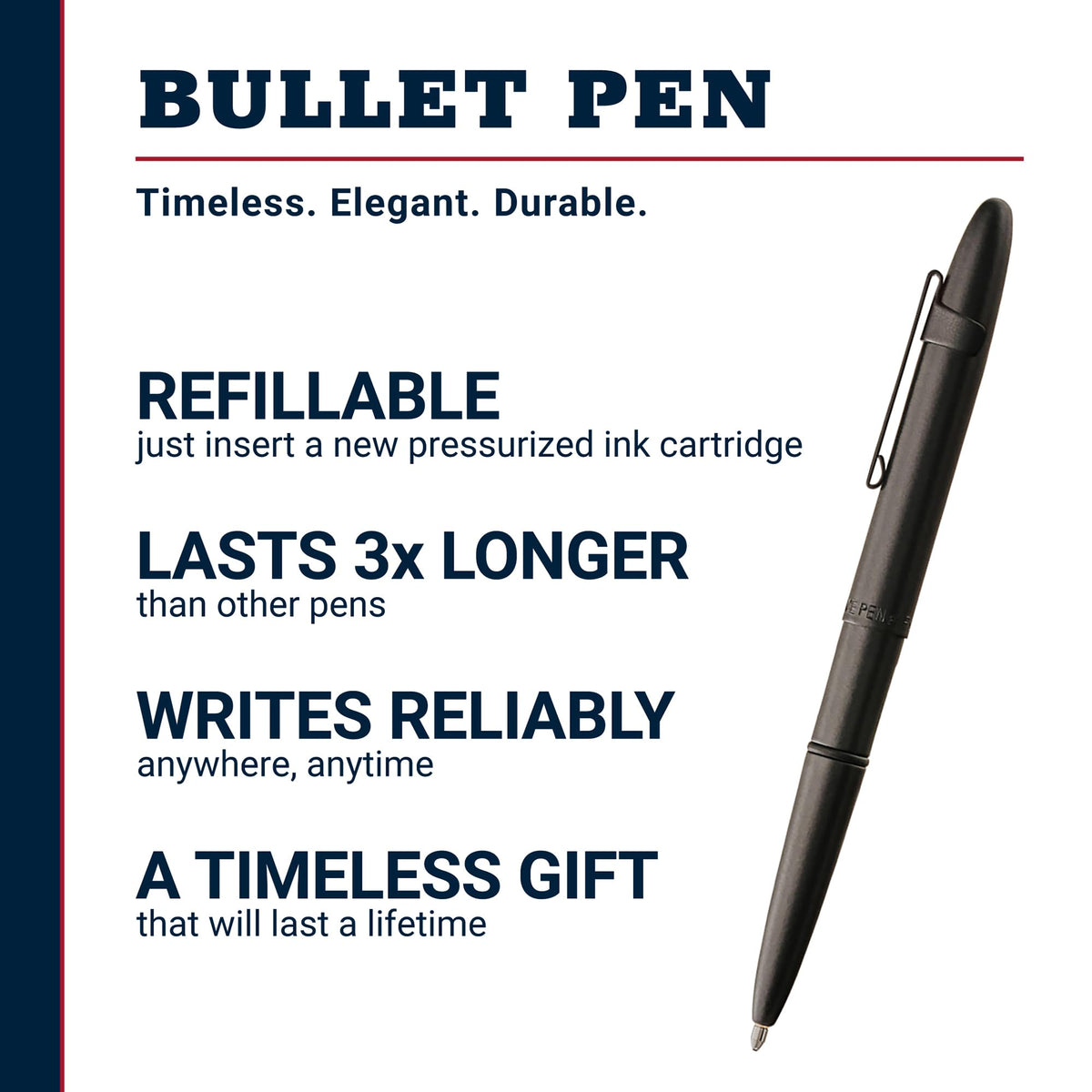Fisher Space Pen Matte Black Pressurized Ballpoint Bullet Pen