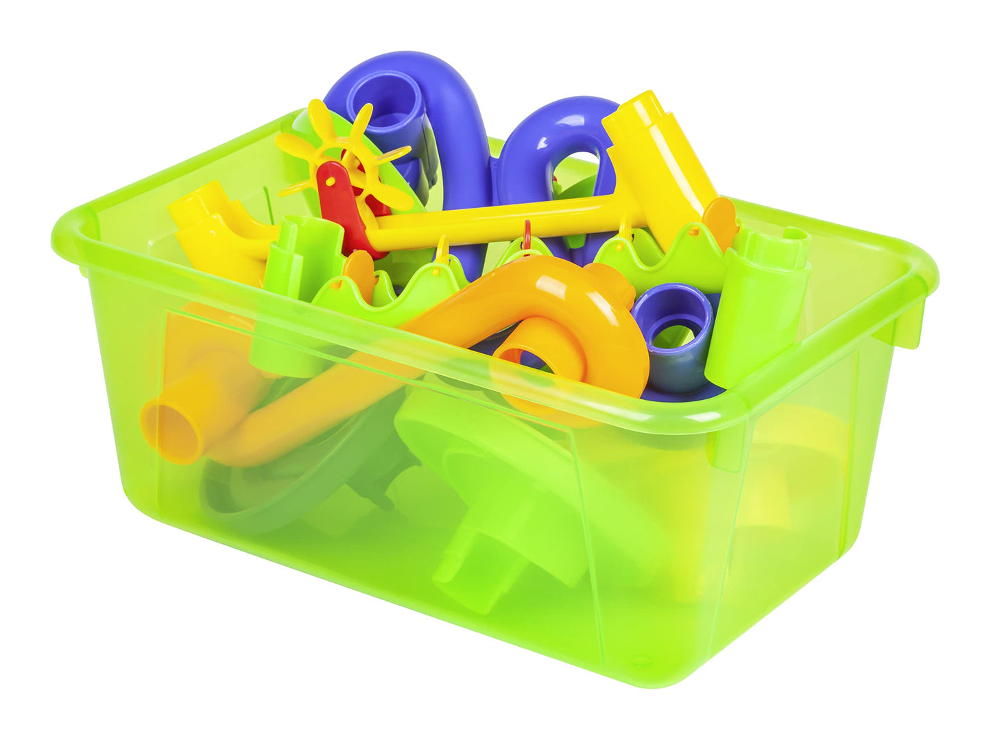 Storex Small Cubby Bins – Plastic Storage Containers for Classroom with Non-Snap Lid, 12.2 x 7.8 x
