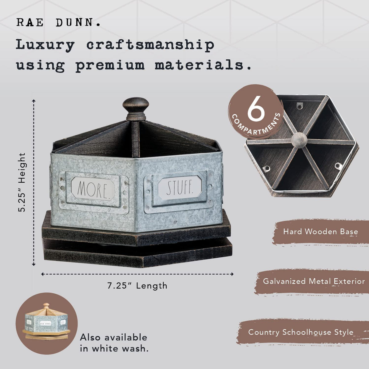 Rae Dunn by Designstyles Rotating Decorative Organizer – Steel Desktop Stationary Spinner Holder