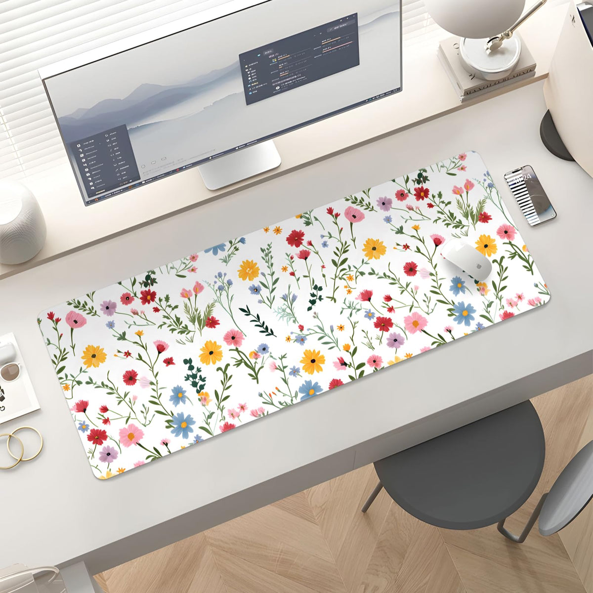 Stanoha Cute Desk Mat for Keyboard Desktop Extra Large Mouse Pad, White