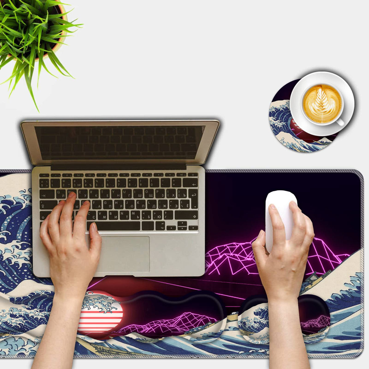 FGDRFGRW Mouse Pad Set,(31.5×11.8 in) Desk Pad + Keyboard Wrist Rest Support + Mouse Wrist Rest +