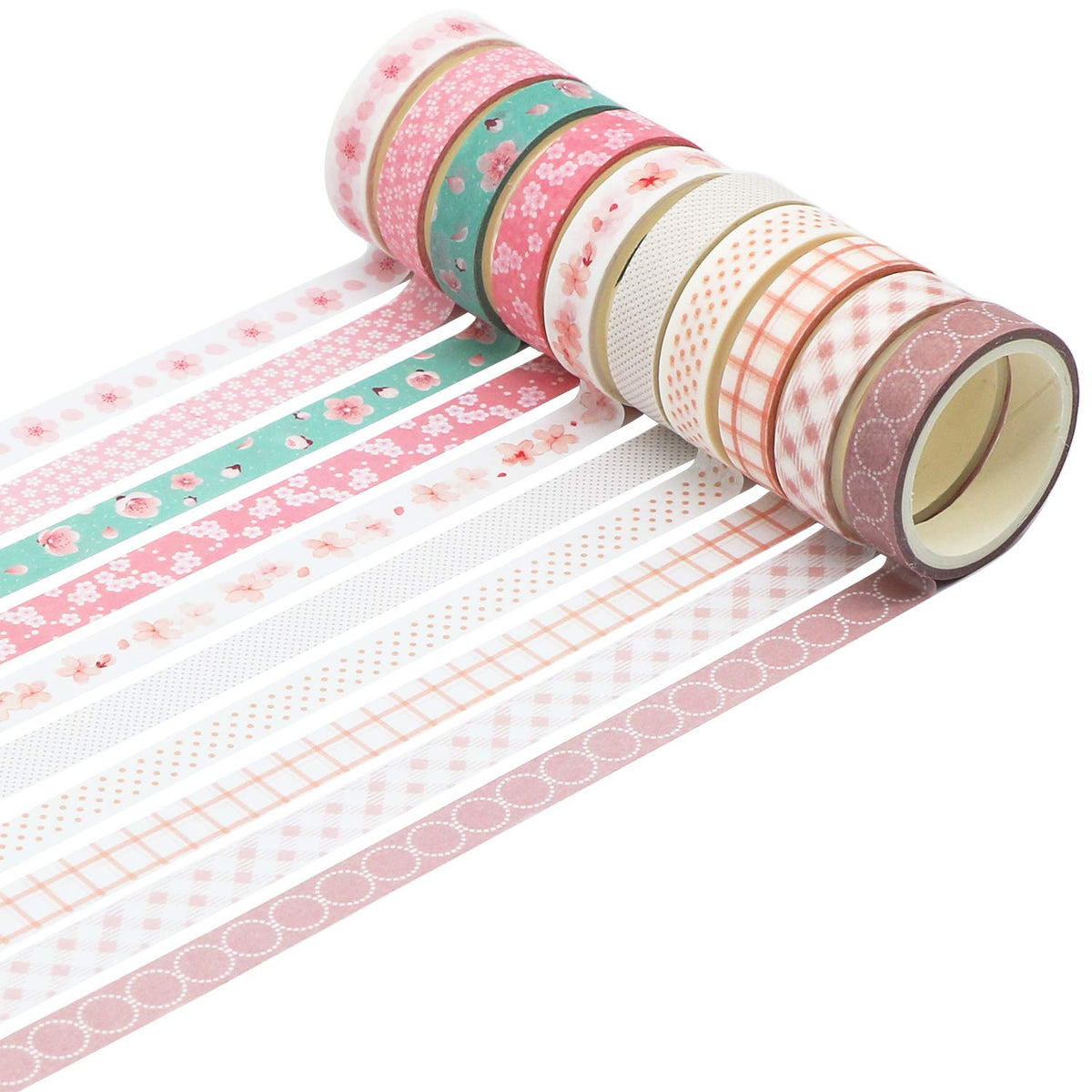 Knaid 40 Rolls of Slim Washi Tape Gift Box Set, Decorative Paper Tapes 10 mm Wide for Scrapbooking