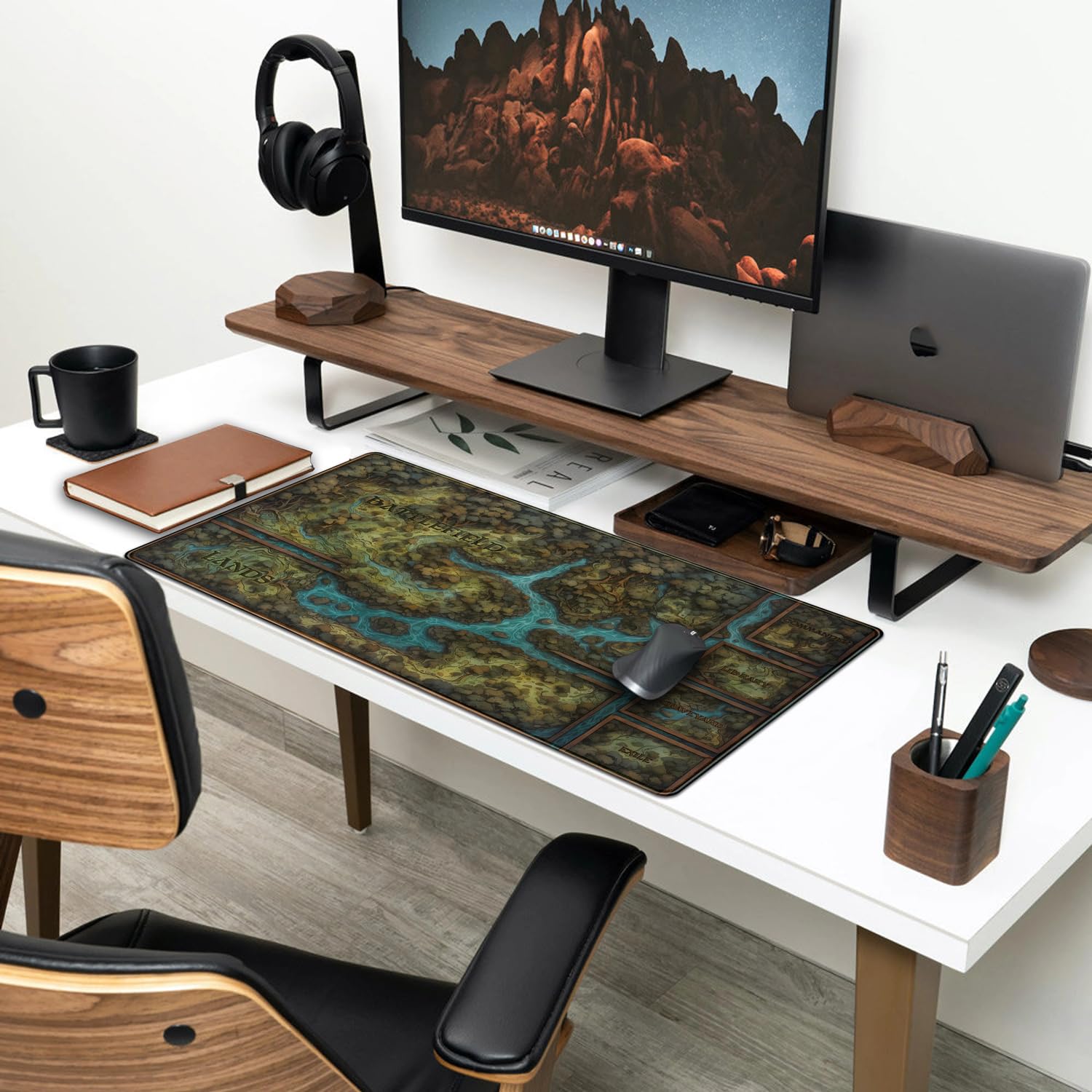Game Forest Large Mouse Pad XXL Green Map Playmat for MTG Adventure Gaming Deskpad Desk Mat for