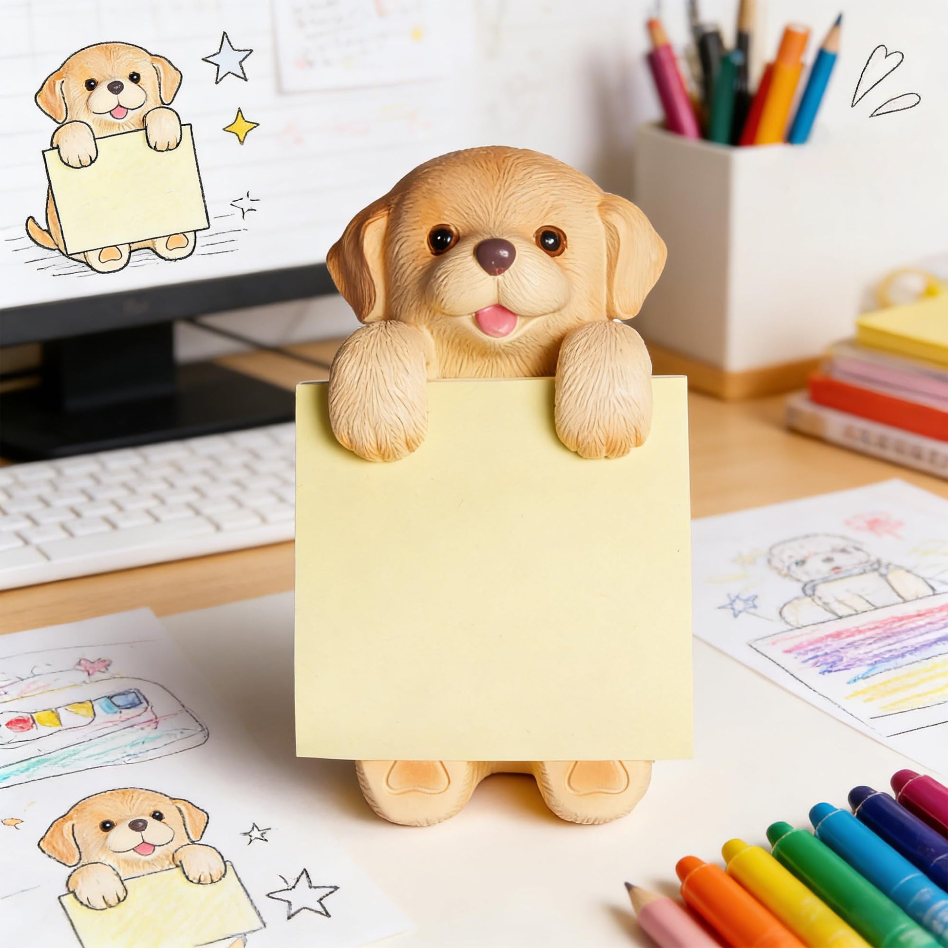 HORTIX Dog Pop-Up Sticky Note Dispenser for 3x3 in Notes, Golden Retriever