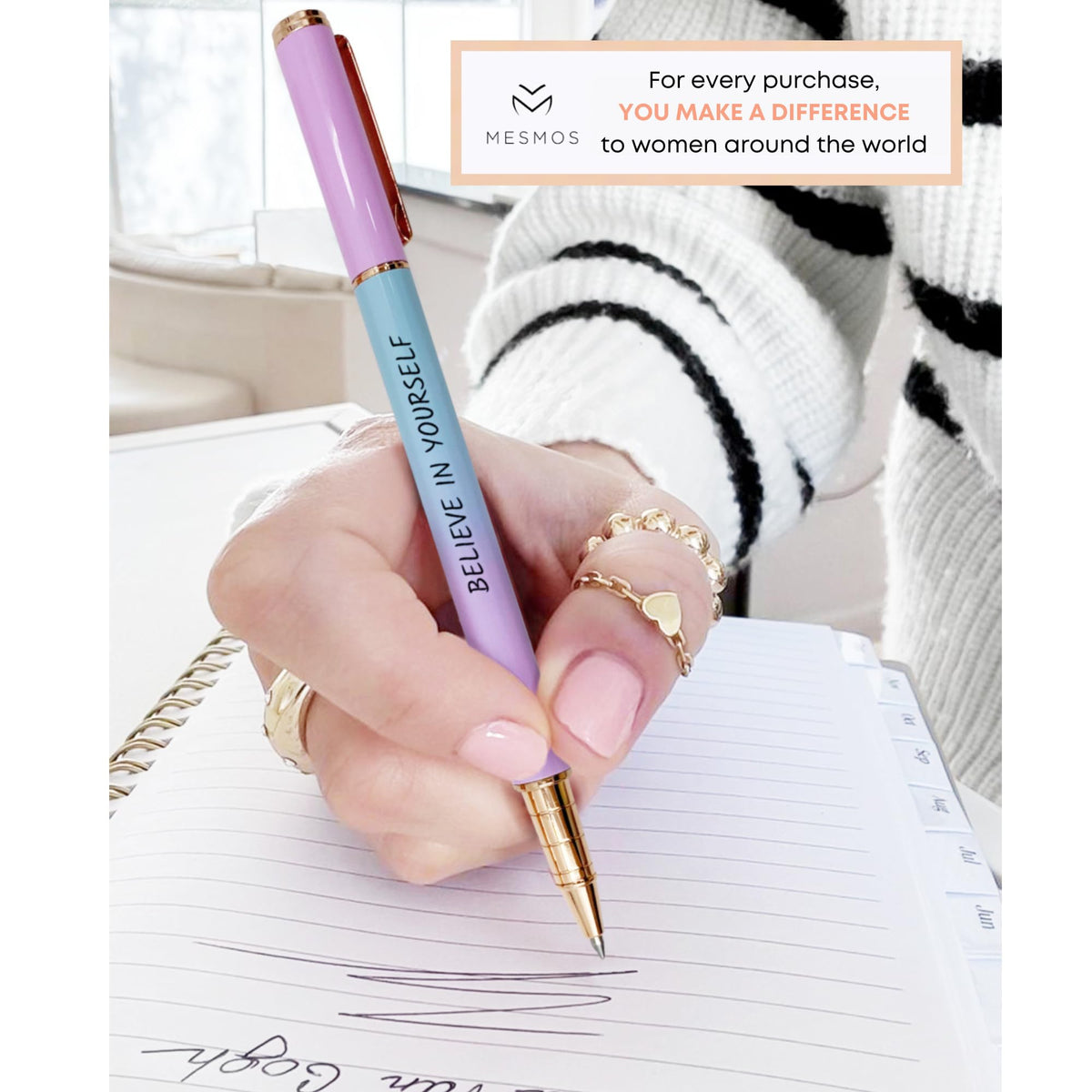 MESMOS 3pk 0.7mm Fine Point Gel Ink Pen Set, Boss Lady Inspirational Gifts for Women, Journaling