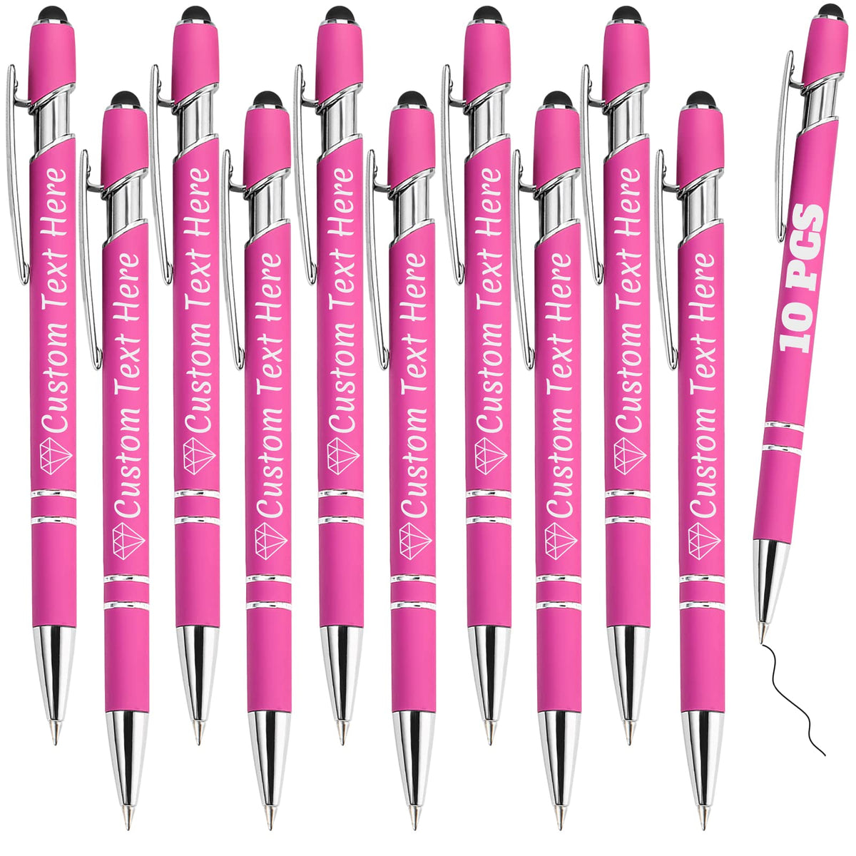 ABIsedrin Personalized Pens Bulk 10 with Name Custom Engraving Ballpoint Pens with Stylus Tip