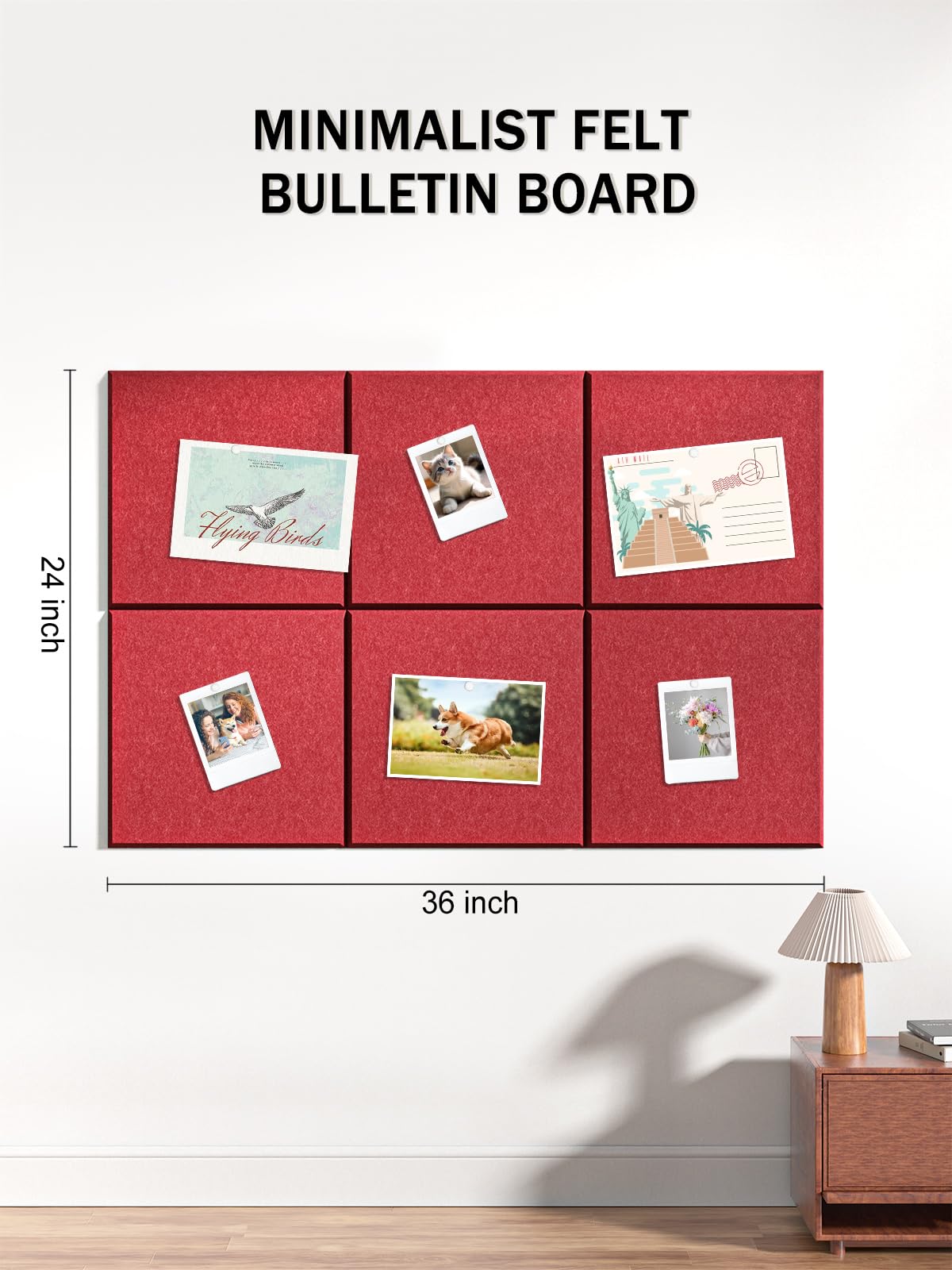 Hsurbtra Large Cork Board for Wall 36 x 24 Inch, 6 Pack Felt Bulletin Notice Board with Pushpins