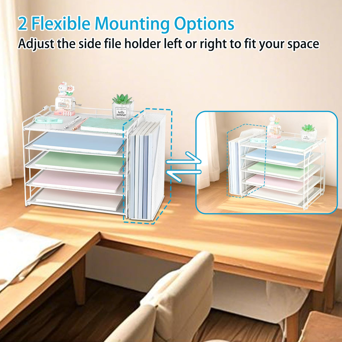 AUPSEN Desk Organizers and Accessories, 5-Tier Desktop Paper File Organizer with Removable File