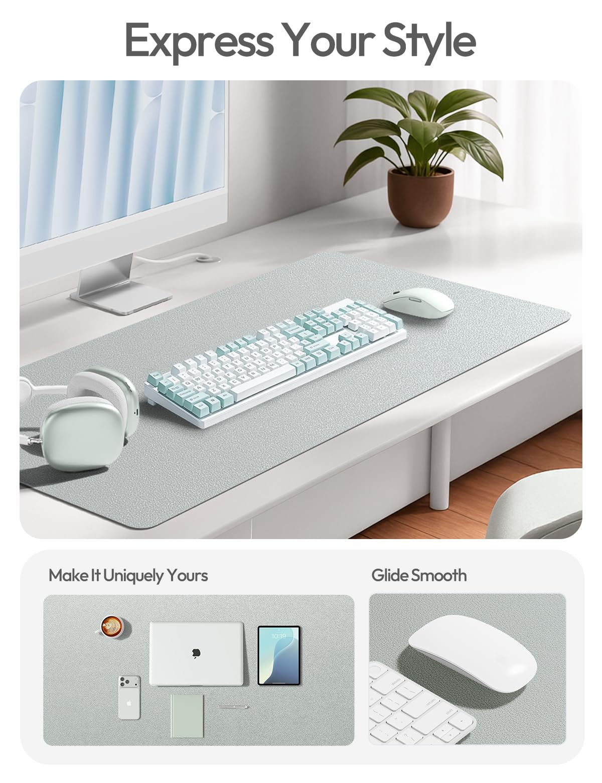 YSAGi Leather Desk Pad Protector, Office Desk Mat, Large Mouse Pad, Non-Slip PU Leather Desk