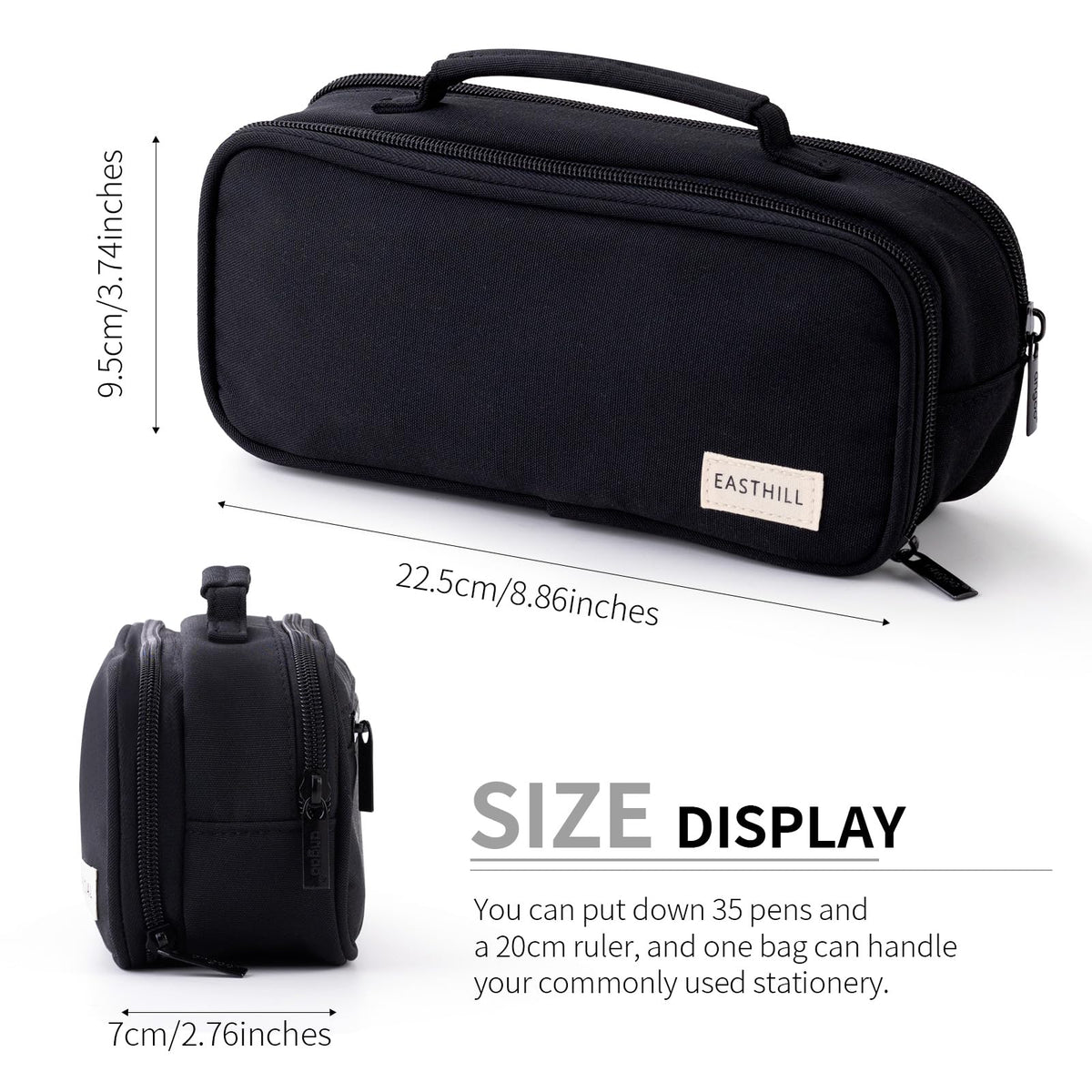 EASTHILL Large Capacity Pencil Case Pen Pouch Organizer Canvas Pencil Bag with Handle School