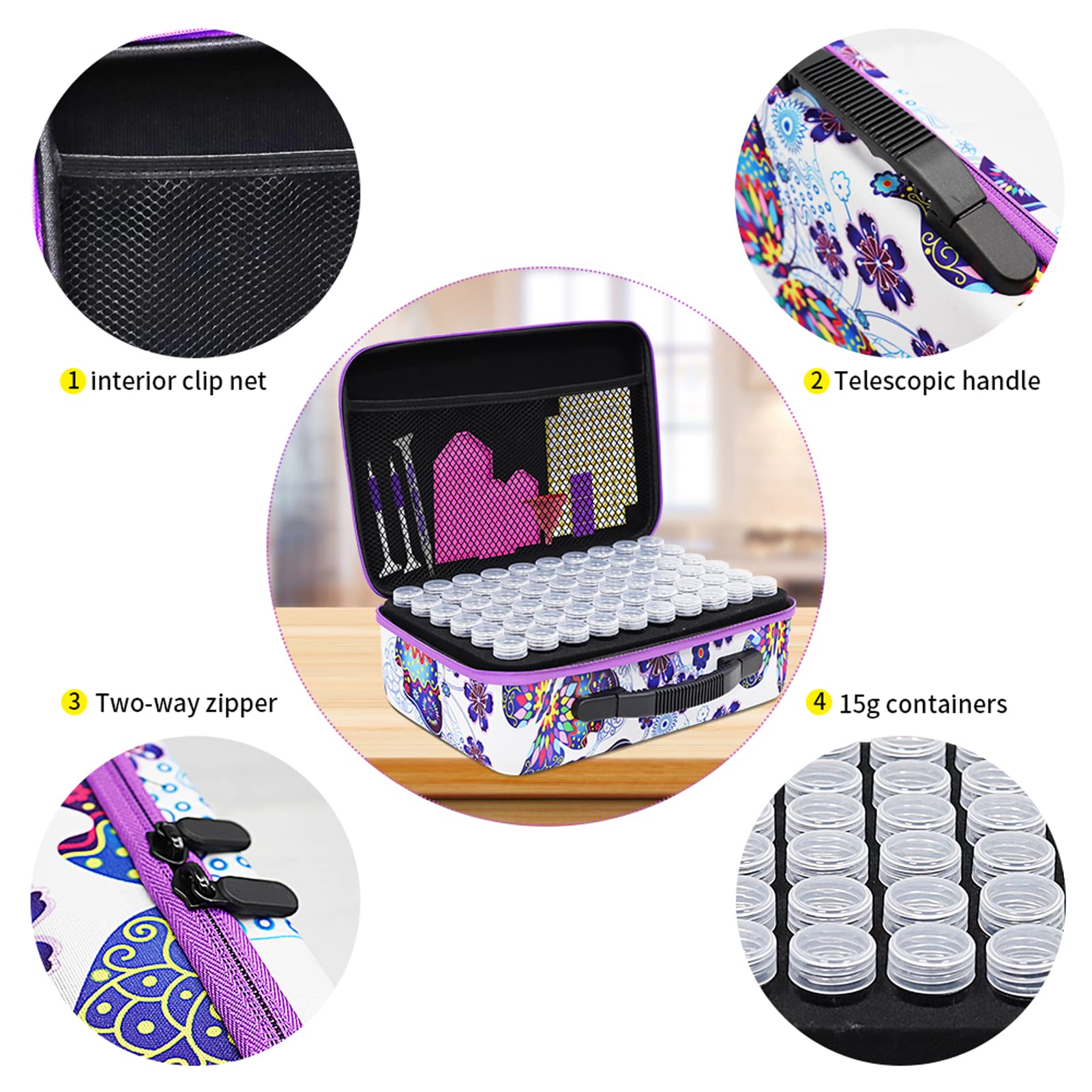 ZORETCO Diamond Art Storage with 60 Containers, Diamond Art Kits for Adults