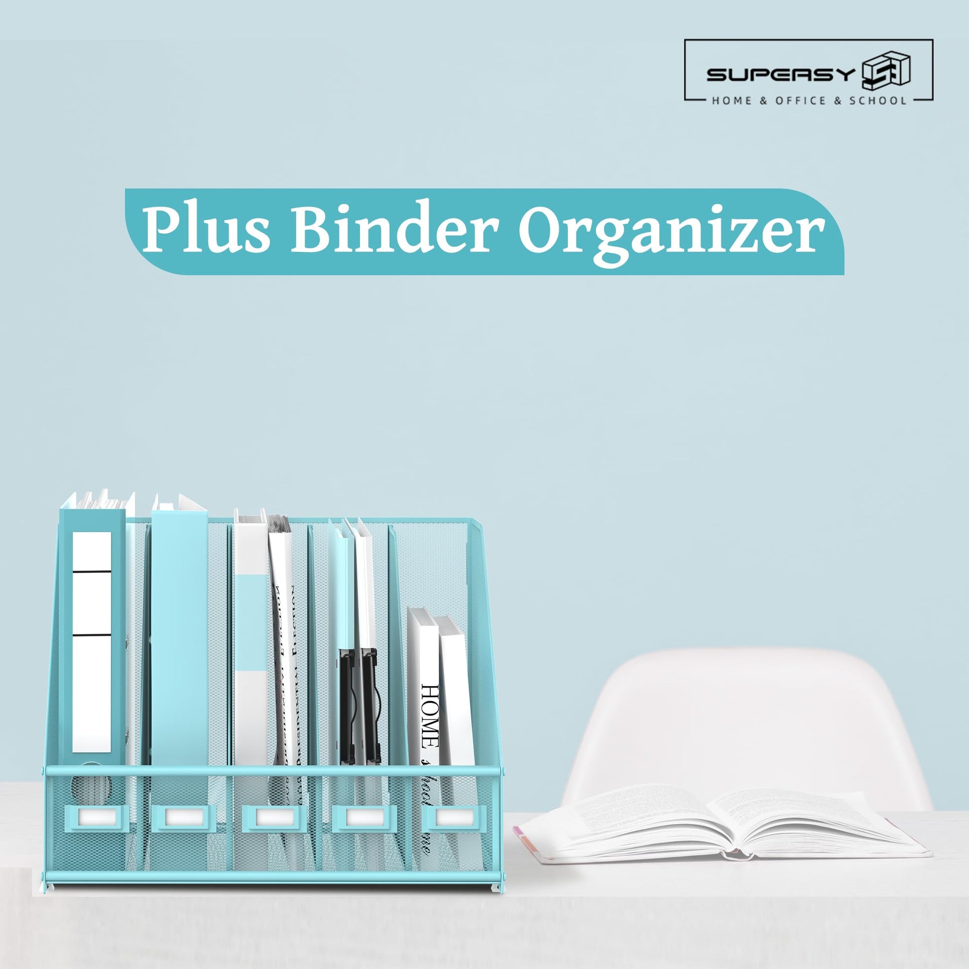SUPEASY Desk Organizers Metal Desk Magazine File Holder with 5 Vertical Compartments Rack File