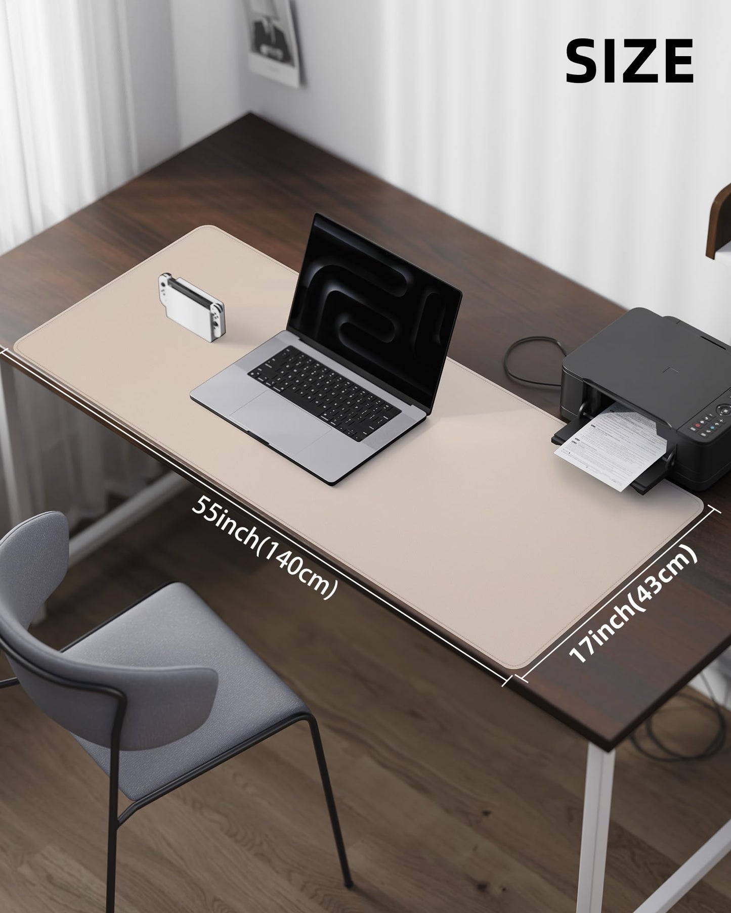 AFIING Extra Large Desk Mat - 55"x 17" Non-Slip Desk Pad for Office and Home - Ideal for Large