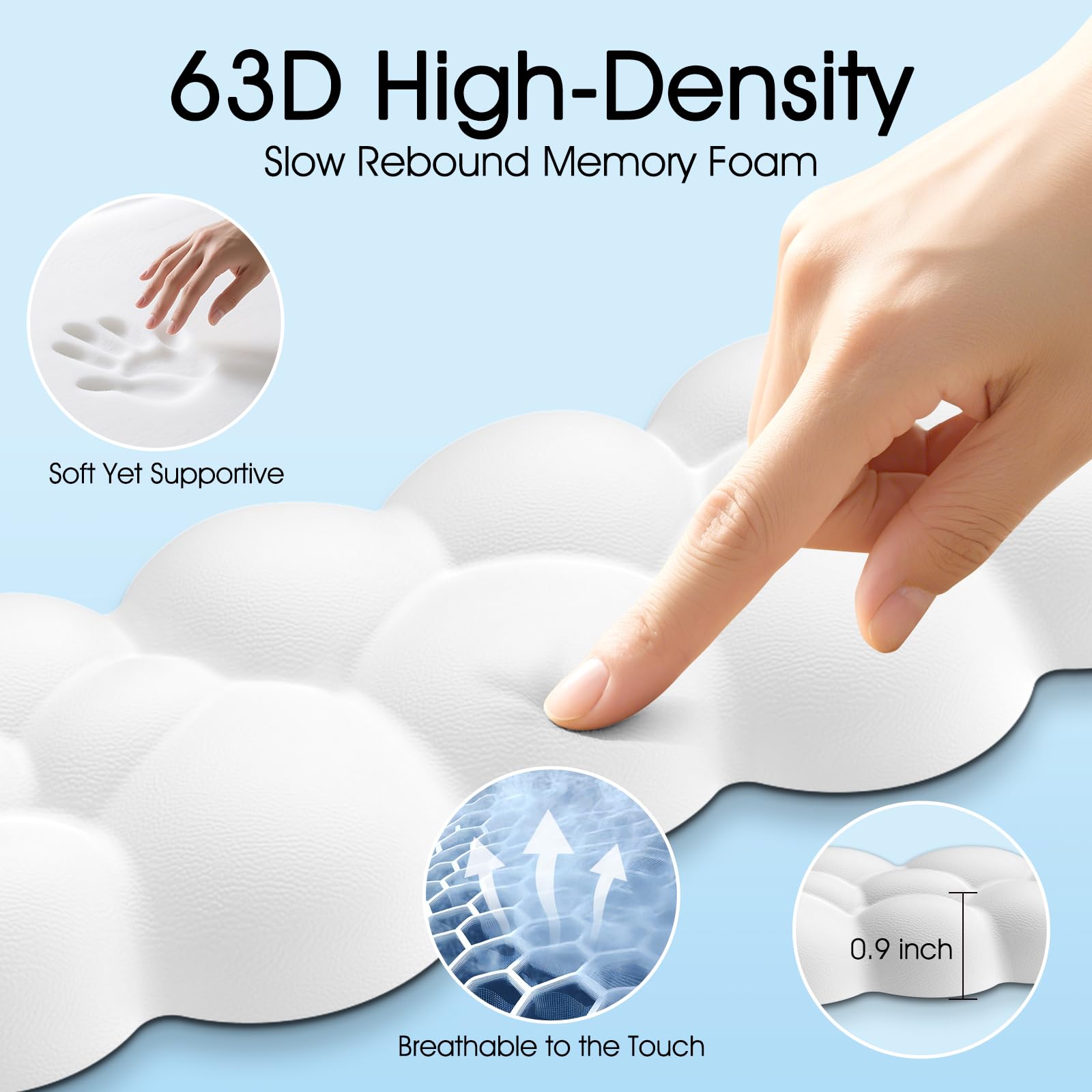Retuhapy Cloud Wrist Rest Keyboard Cushion and Cloud Mouse Pad, White