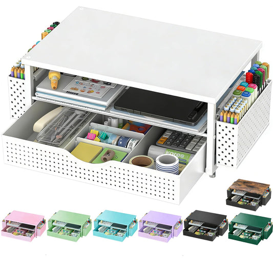Spacrea Desk Organizers and Accessories, Printer Stand with Storage, White
