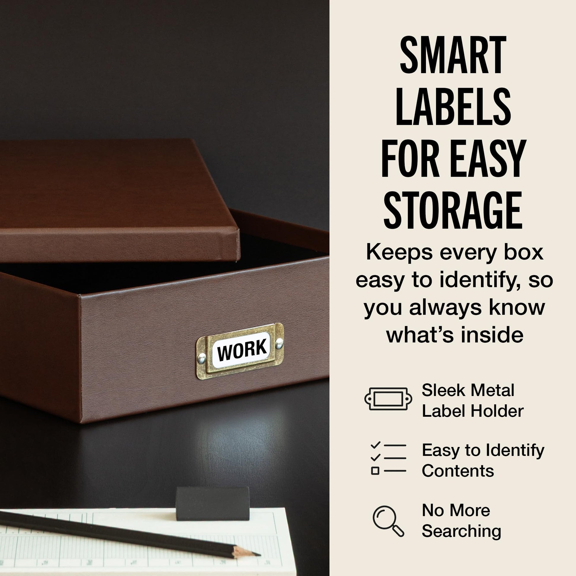 Bigso Oskar Fiberboard Document Storage Box with Lid for A4 and Letter Size Papers - Stylish