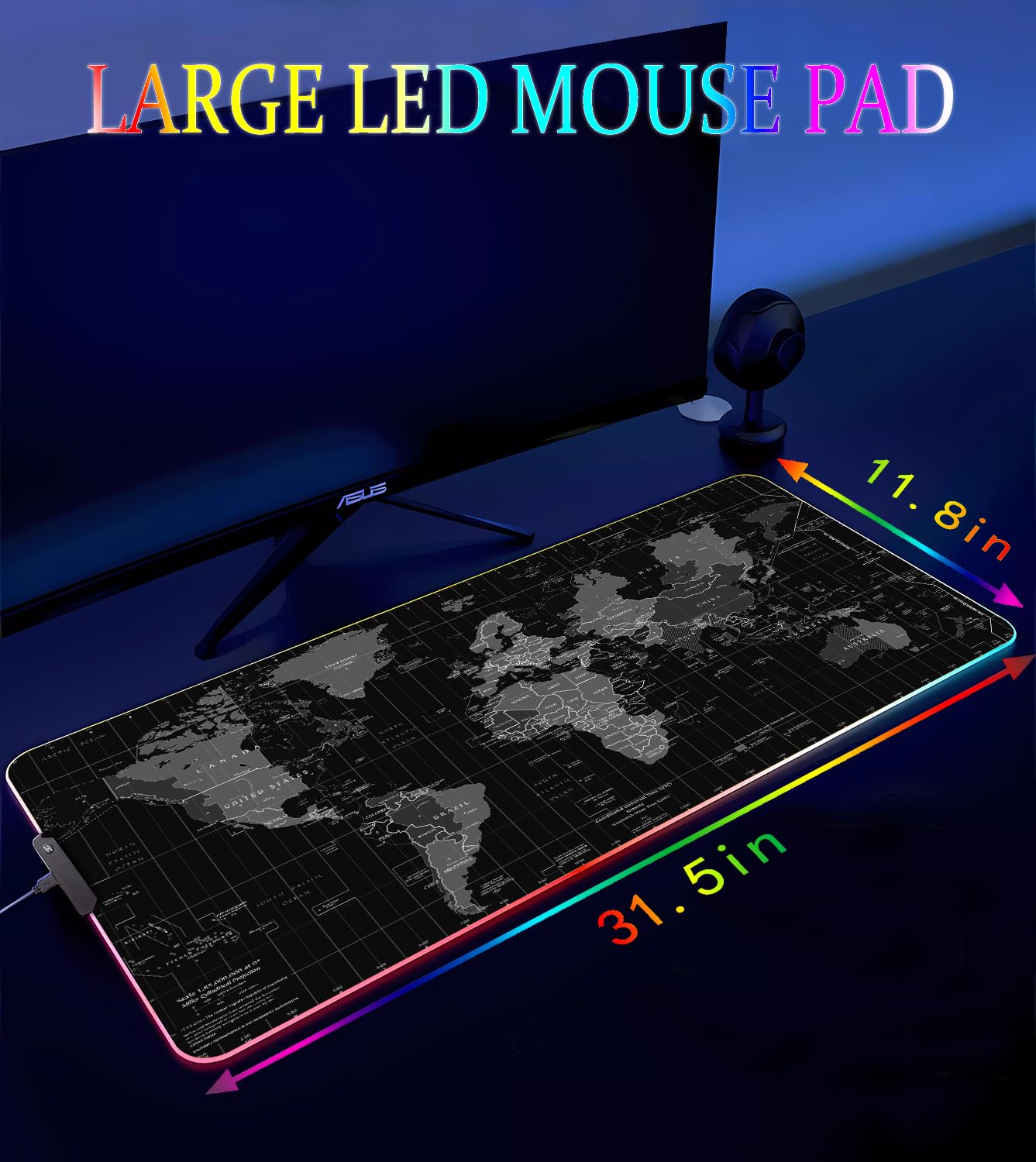 Armanza RGB Gaming Mouse Pad, Large Mousepad with Led Light, Gaming Accessories Keyboard Pad for