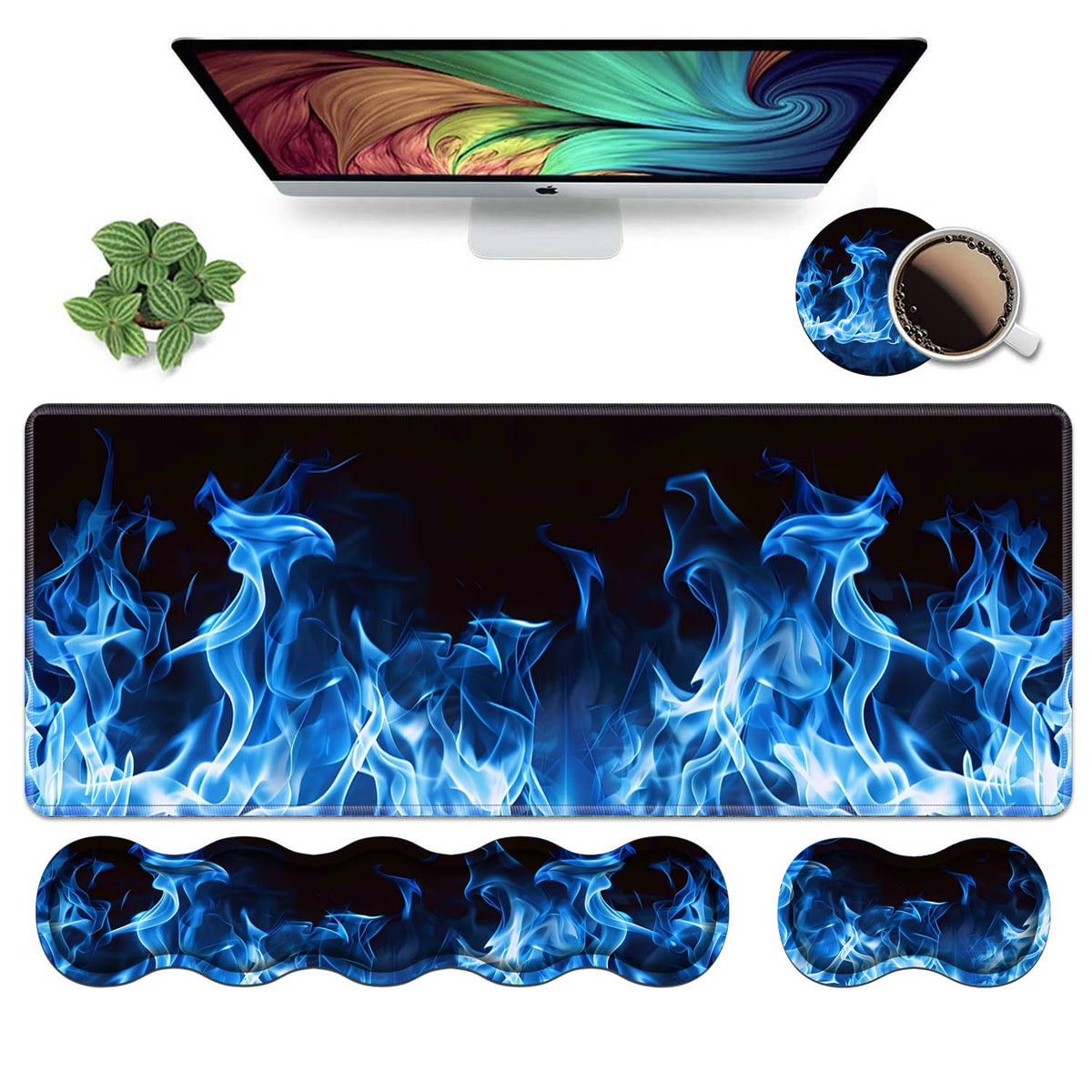 Ergonomic Keyboard Wrist Rest and Mouse Pad Wrist Rest Set, Large XXL Gaming Mousepad 31.5"x 11.8"