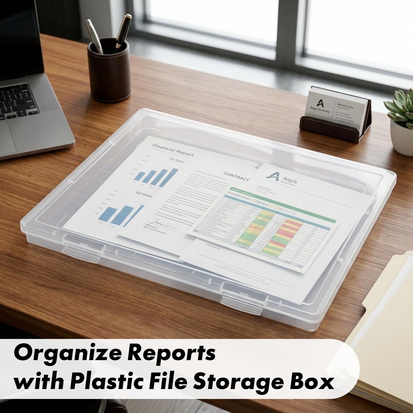 DUOFIRE 3 Pack Plastic File Box Document Organizer for US Letter Paper
