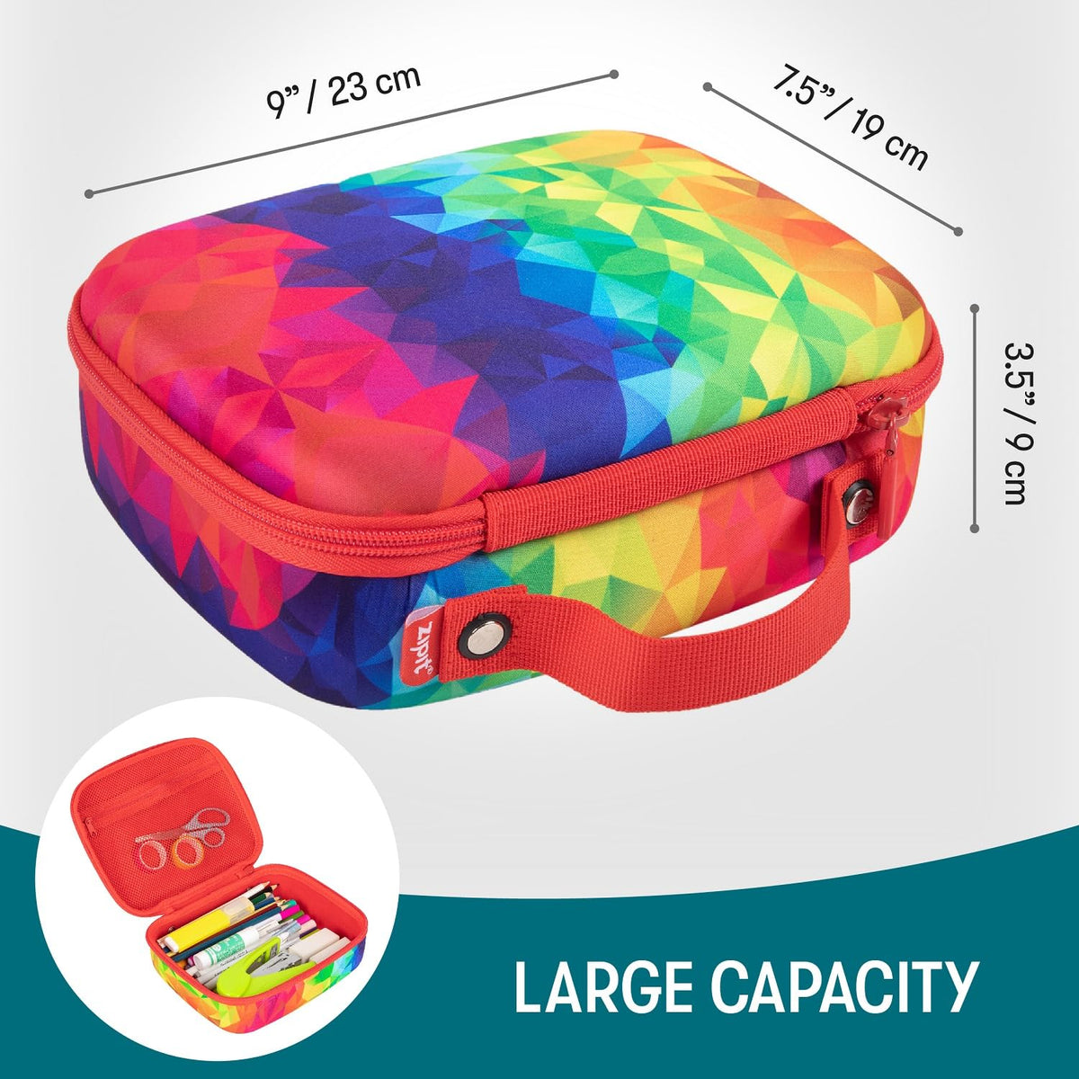 ZIPIT Jumbo Pencil Case, Cute Aesthetic Large Capacity Pencil Box, Colorful