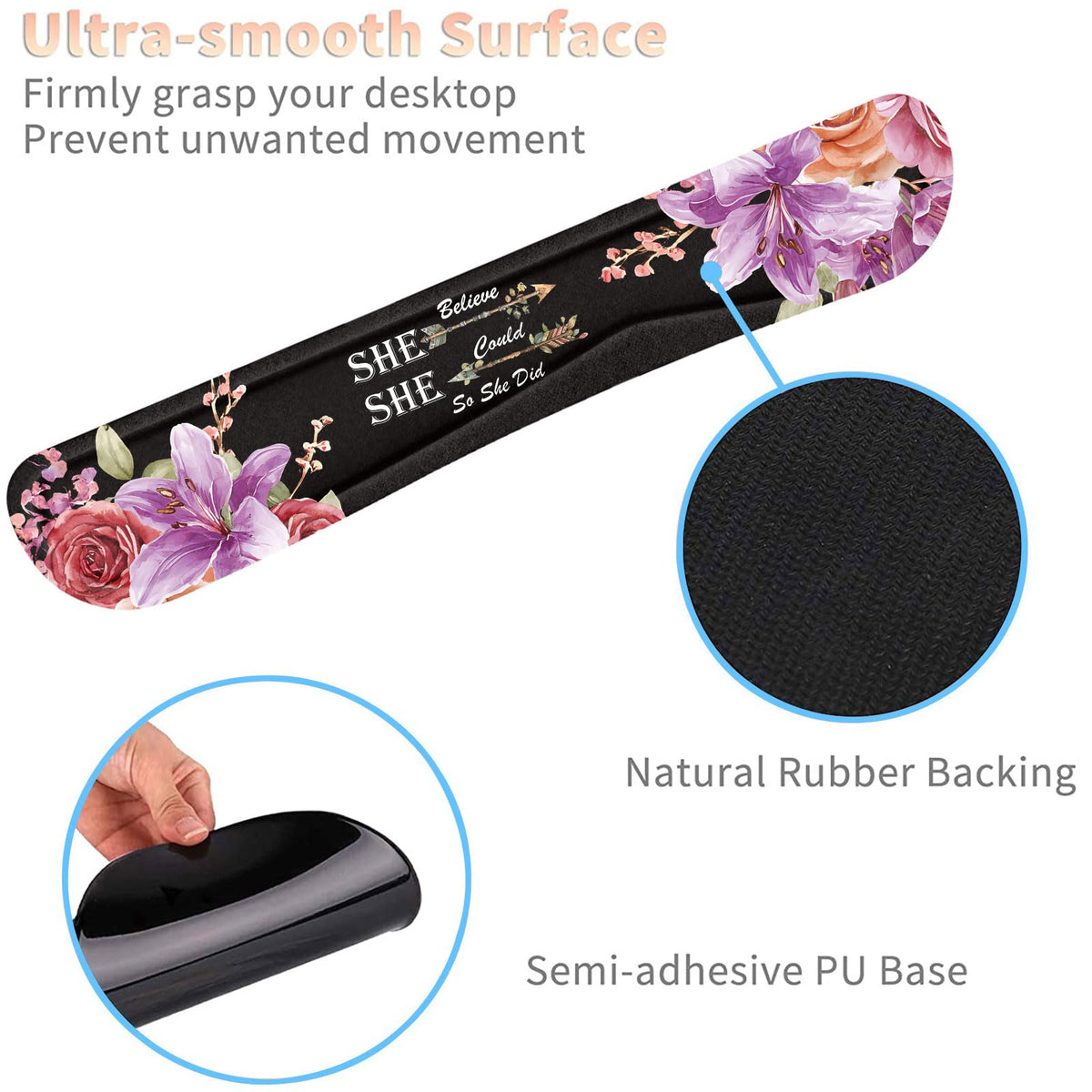 Keyboard Wrist Rest and Mouse Pad Wrist Support Set with Coaster,Non-Slip PU Base for Gaming and