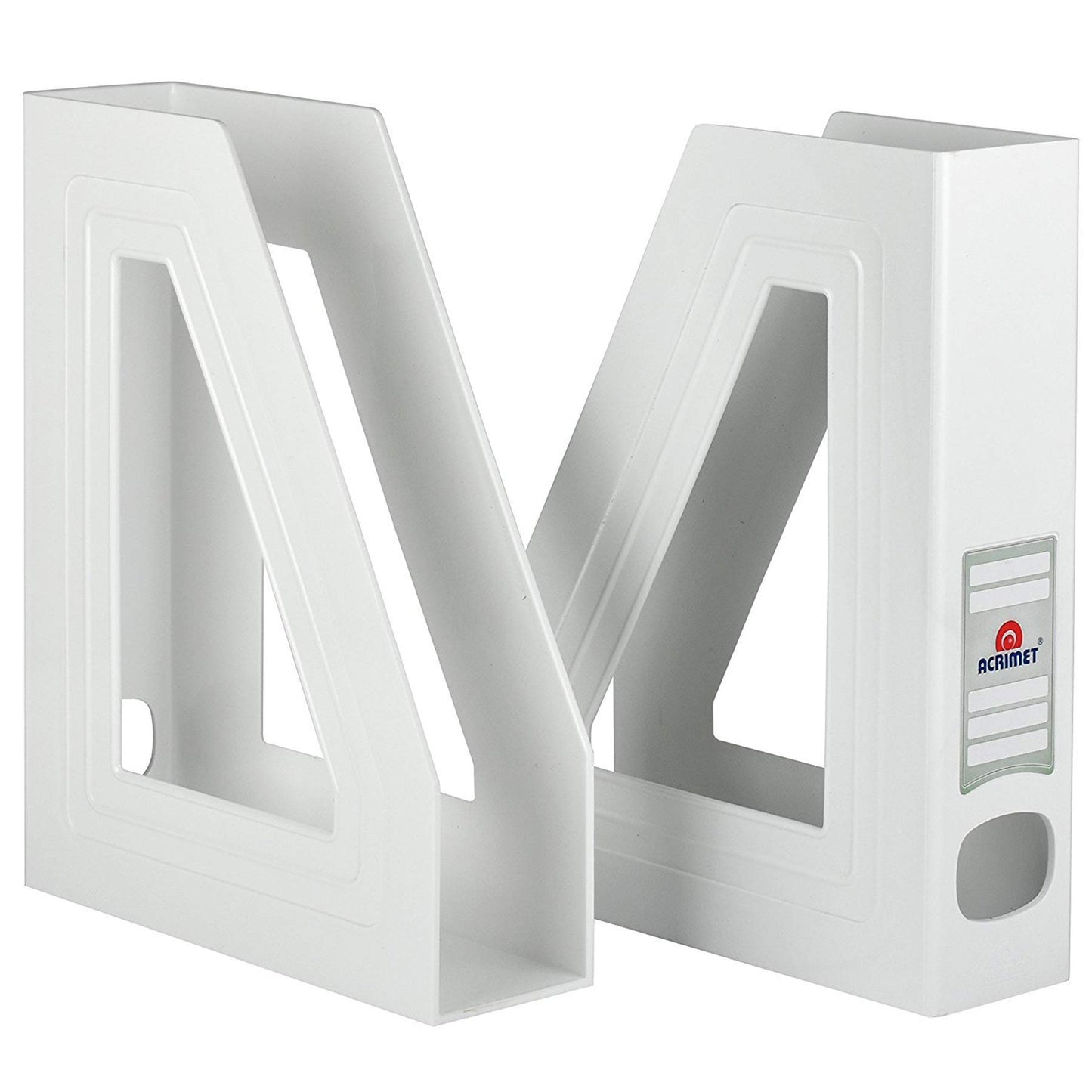 Acrimet Magazine File Holder, Vertical Desk Organizer, White, 2 Pack