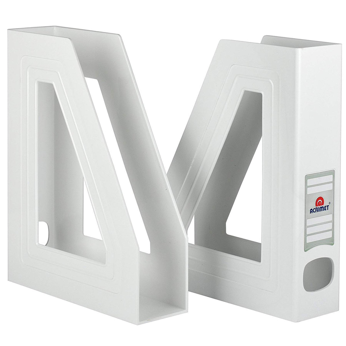 Acrimet Magazine File Holder, Vertical Desk Organizer, White, 2 Pack
