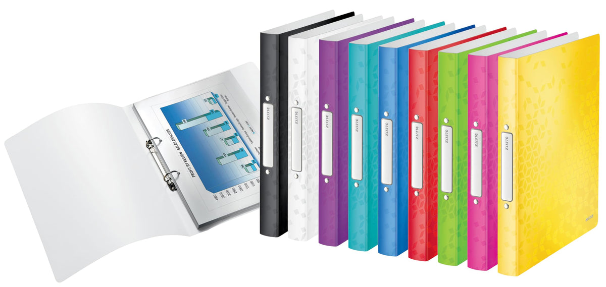 Leitz 2 Ring Binder, Holds up to 190 Sheets, Wow Range, 25 mm Spine, 42570062 - A4, Purple