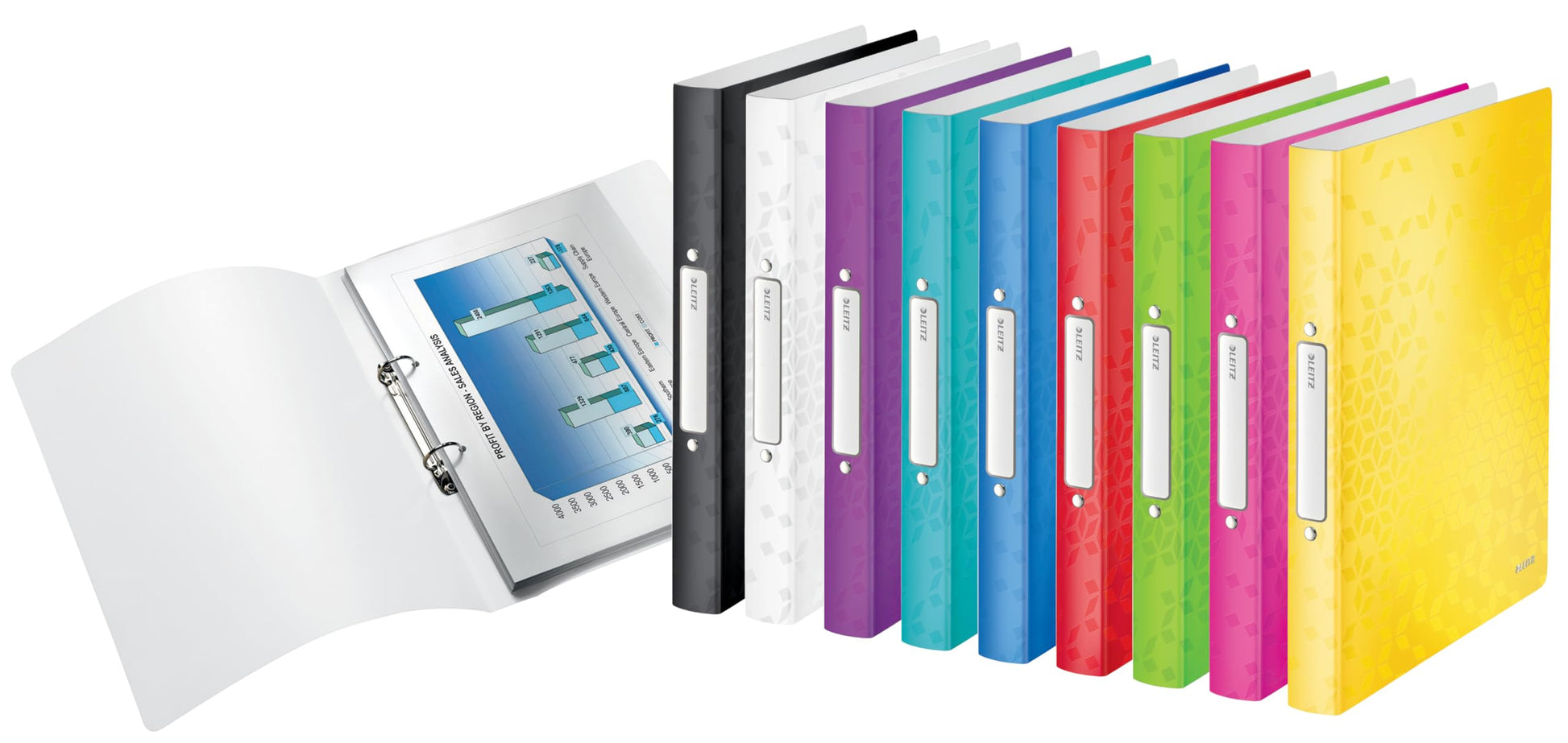 Leitz 2 Ring Binder, Holds up to 190 Sheets, Wow Range, 25 mm Spine, 42570023 - A4, Pink Metallic