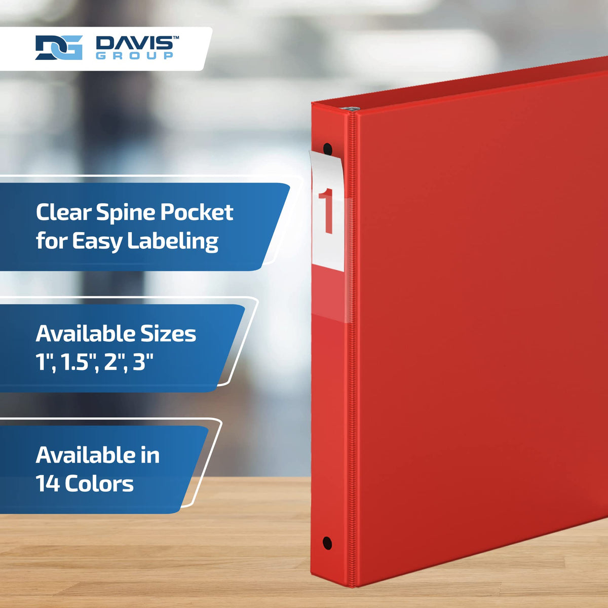 Premium Economy 3-Ring Binder, Spine Label, 1" Round Rings, Red, 6 Pack