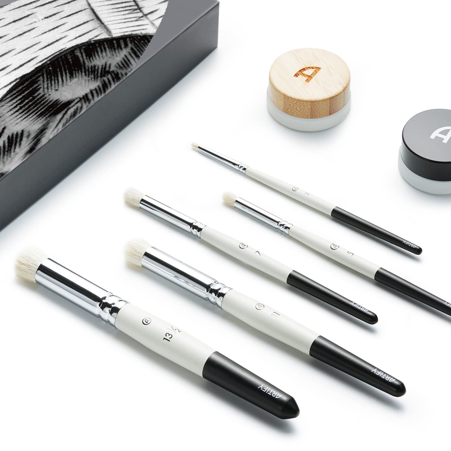 ARTIFY Drybrush Set with Dampening Pad and Brush Soap: 5 Sizes Professional-Grade Dry Brush for