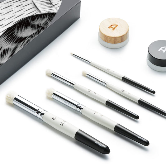 ARTIFY Drybrush Set with Dampening Pad and Brush Soap: 5 Sizes Professional-Grade Dry Brush for