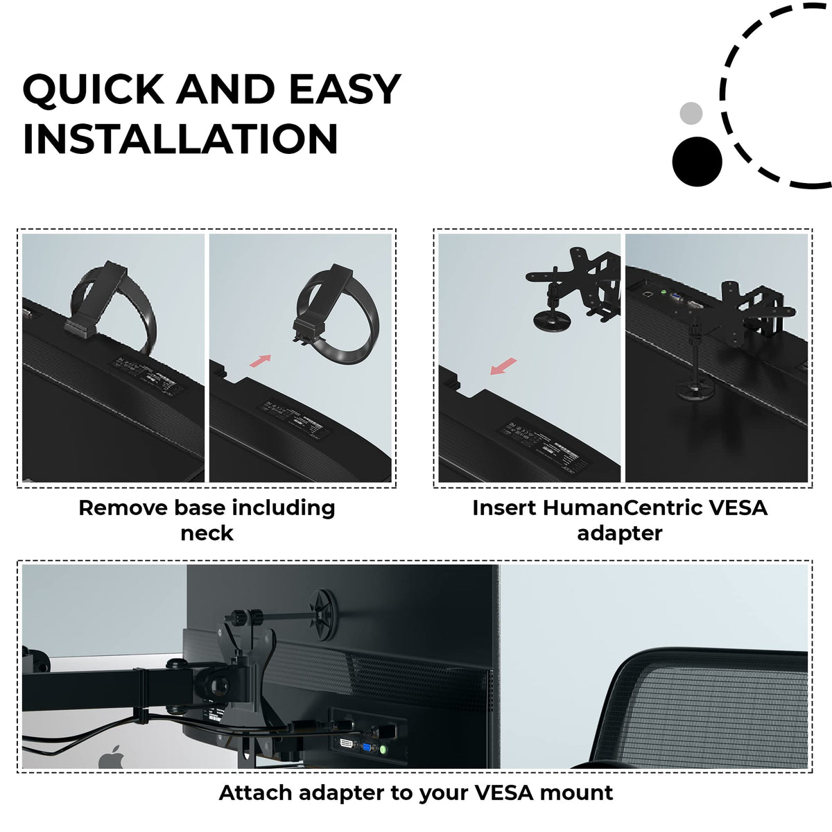 HumanCentric VESA Mount Adapter for Viewsonic VXSeries 75x75 & 100x100mm