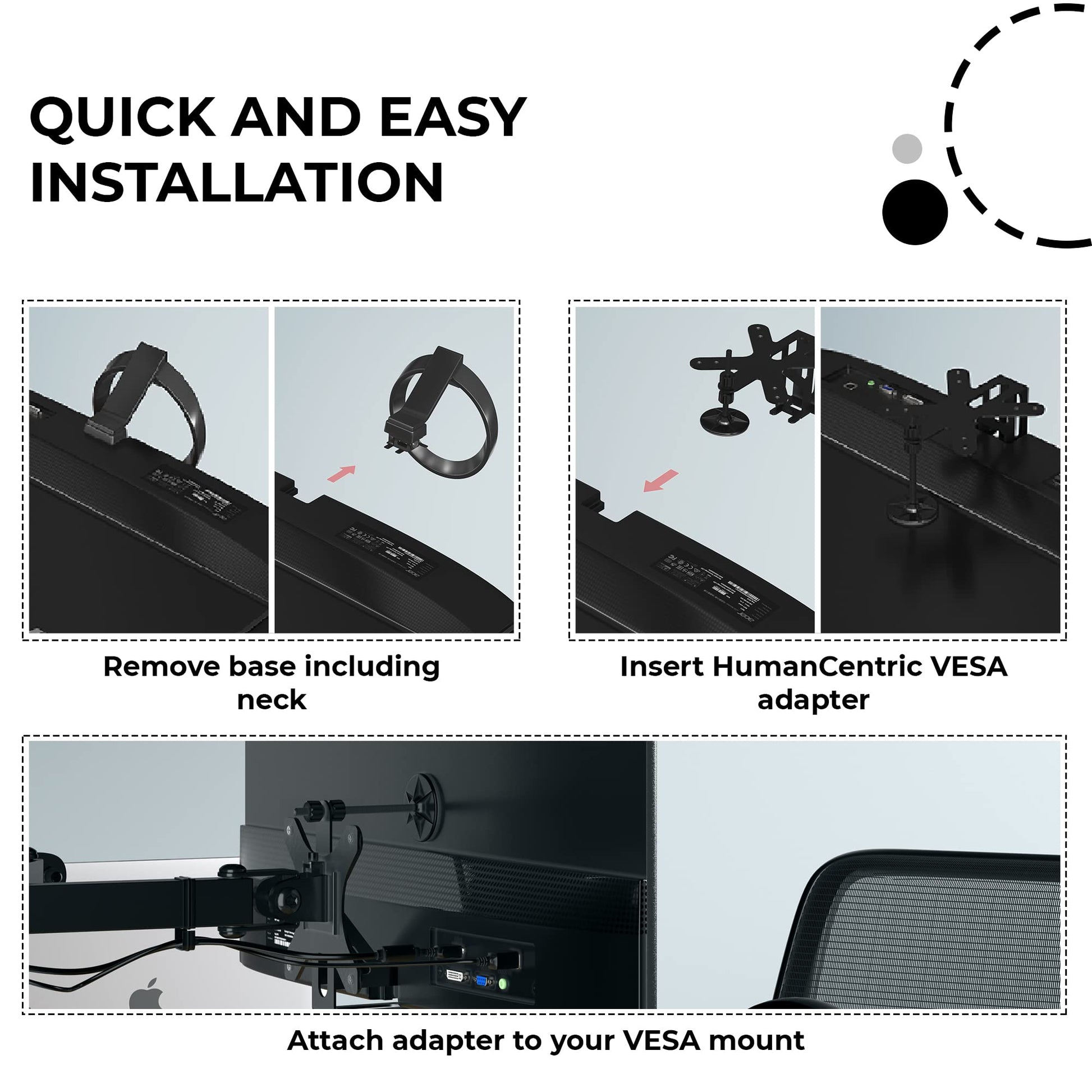 HumanCentric VESA Mount Adapter for Viewsonic VXSeries 75x75 & 100x100mm