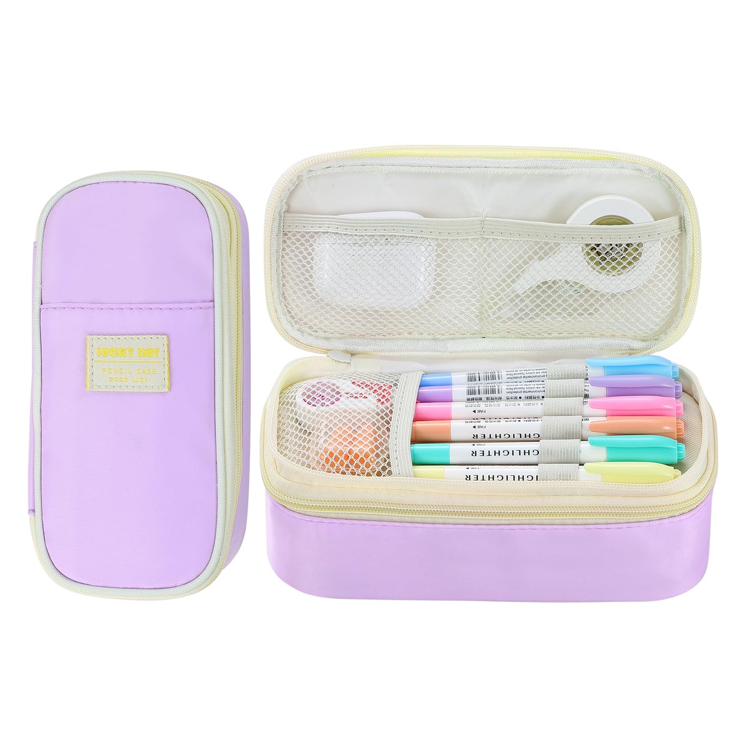 Large Pencil Case for Girls Teens Kids School Pencil Bag with Zipper Purple