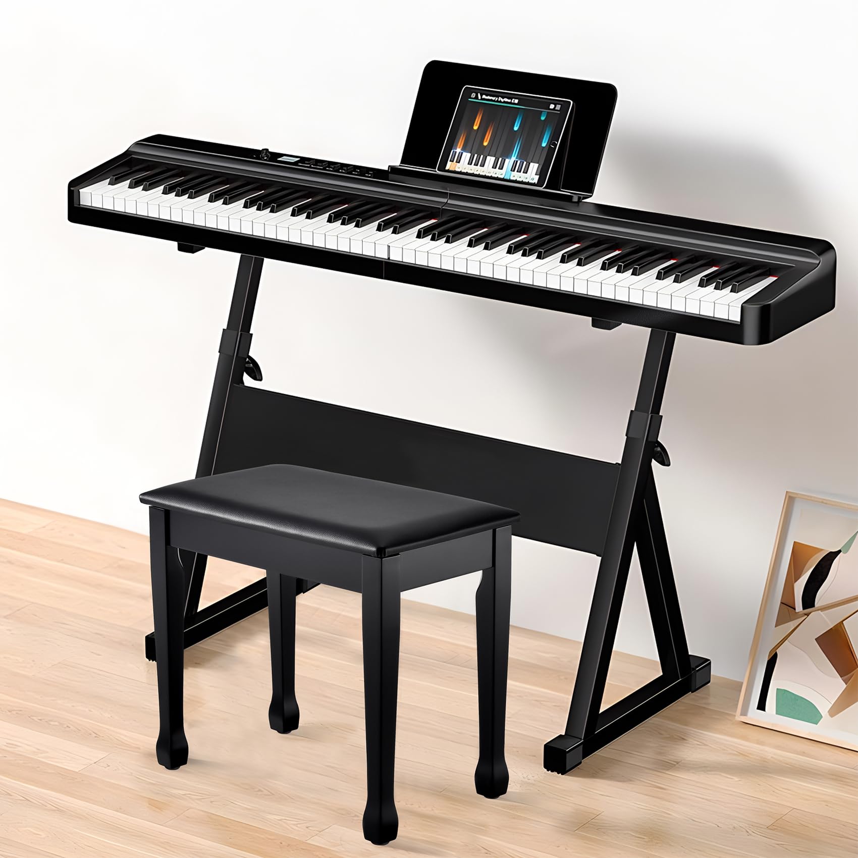 FILISITE Piano Bench with Waterproof Padded Cushion, Makeup Stools for Vanity, Bench for Living