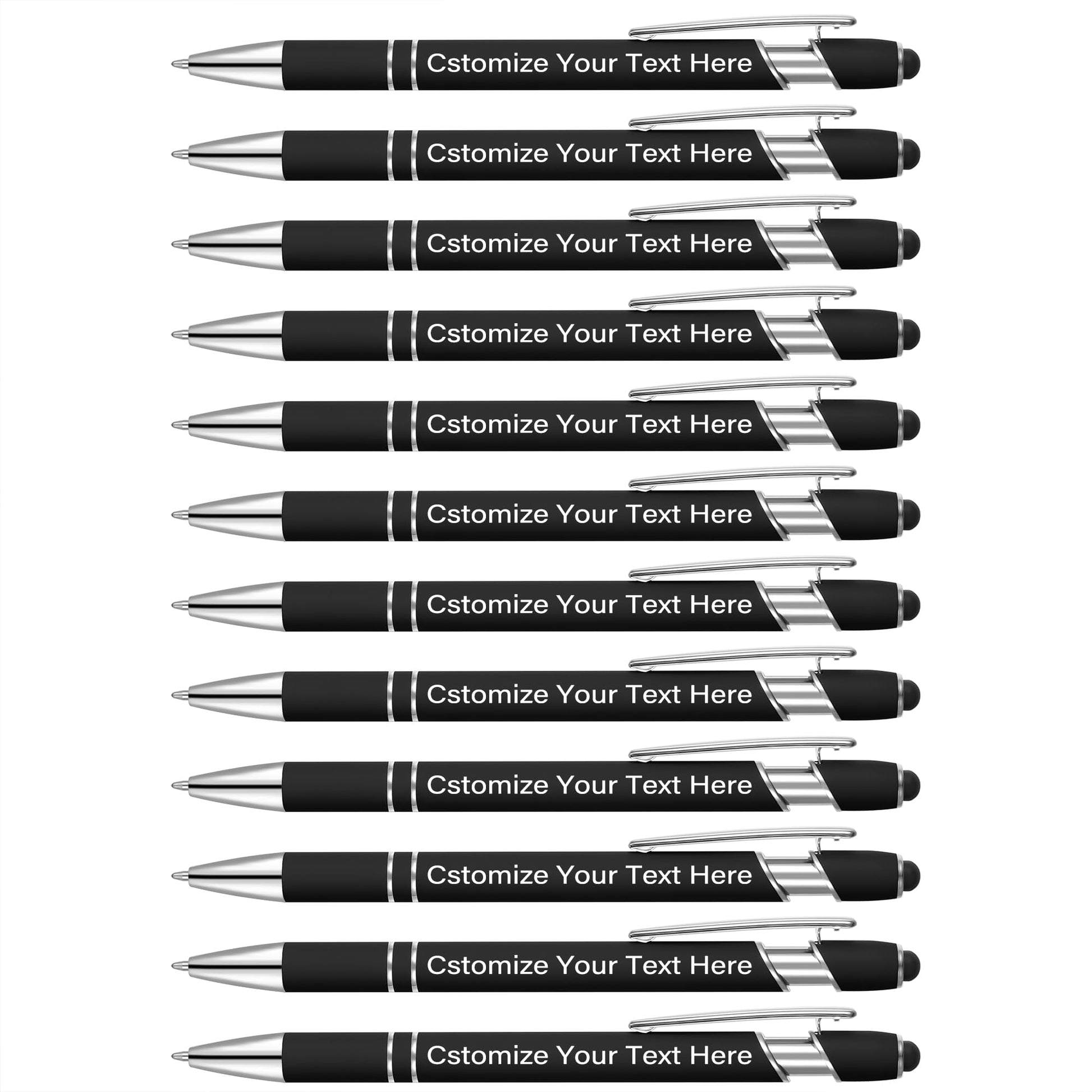 Kingluu 36 Pcs Personalized Ballpoint Pens with Stylus Tip,Free Engraving Black Ink Customized Pens