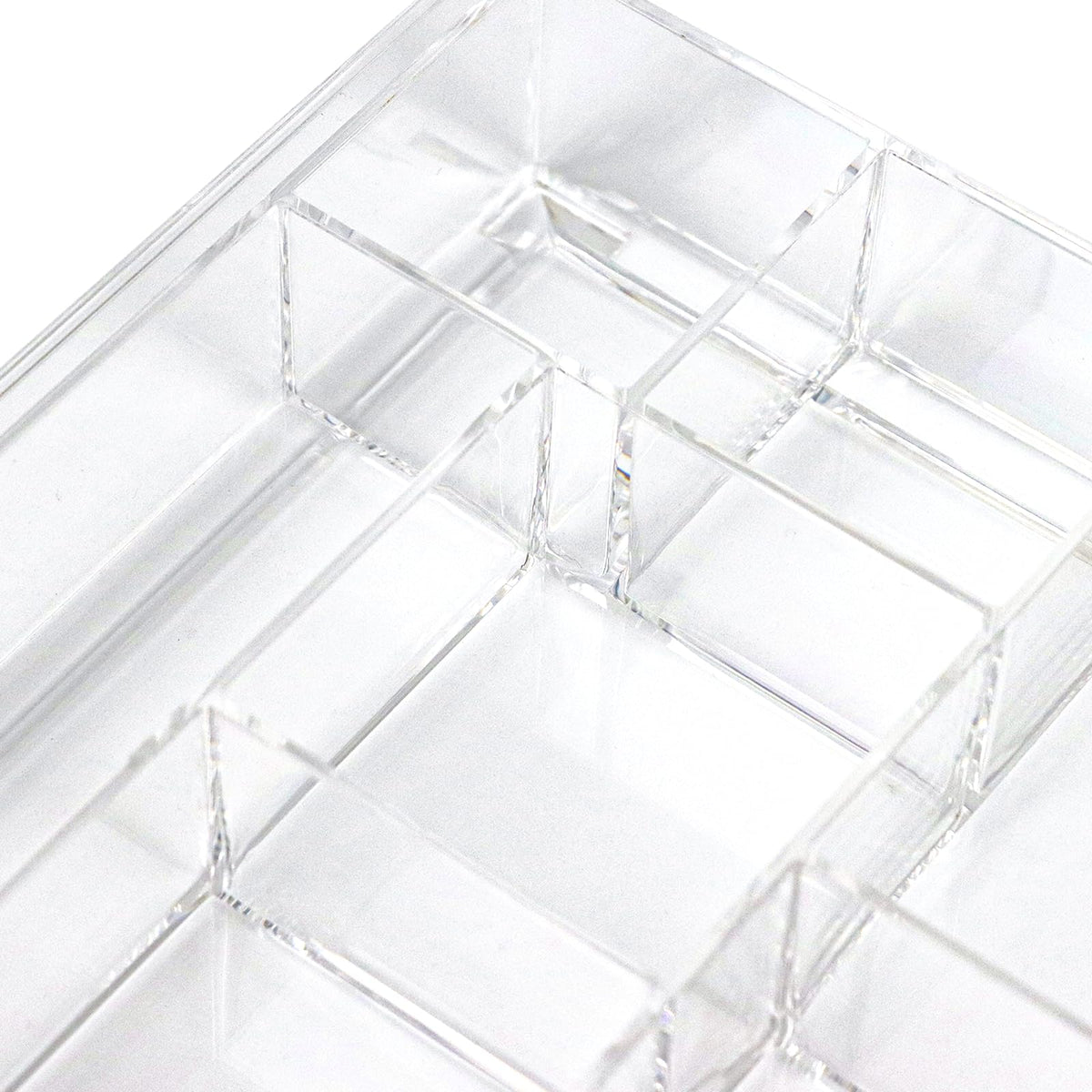 ZEXALOR 8-Section Clear Drawer Organizer, Large Acrylic Drawer Divider Tray for