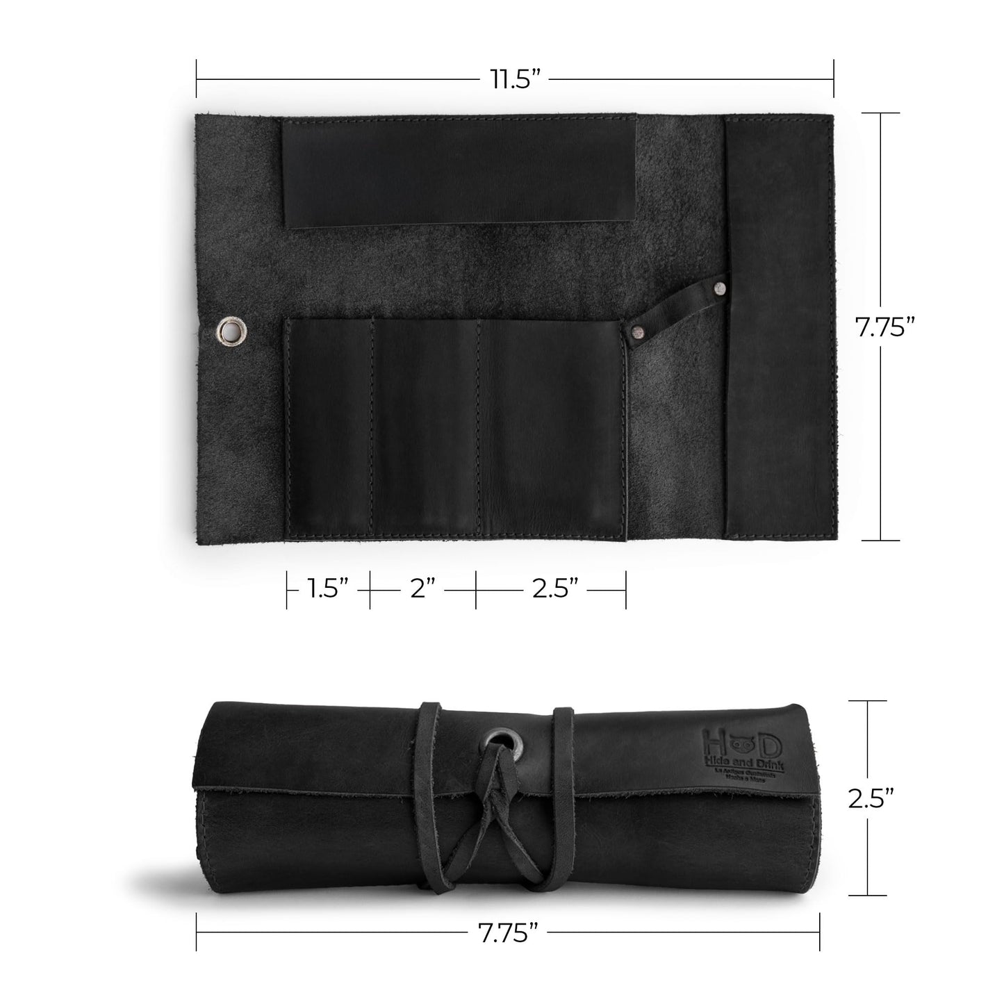 Hide & Drink, Rustic Pencil Roll Pouch, Multi-Purpose Storage Wrap for Scissors, Earphones